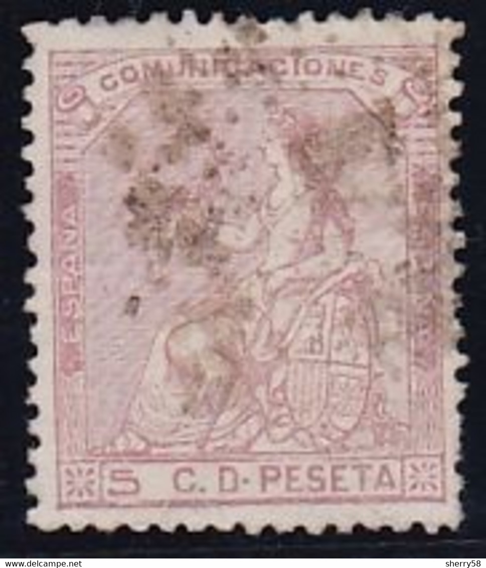 1873-ED. 132 I REPÚBLICA - ALEGORÍA DE ESPAÑA - 5 CENT. ROSA-USADO ROMBO DE PUNTOS- - Oblitérés