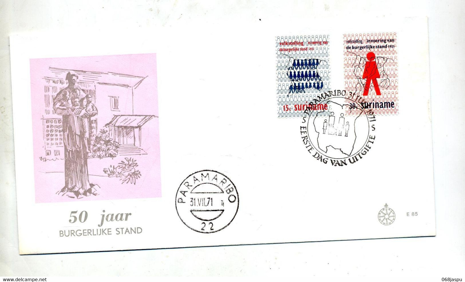 Lettre Fdc  1971 Burgerlijke - Suriname ... - 1975