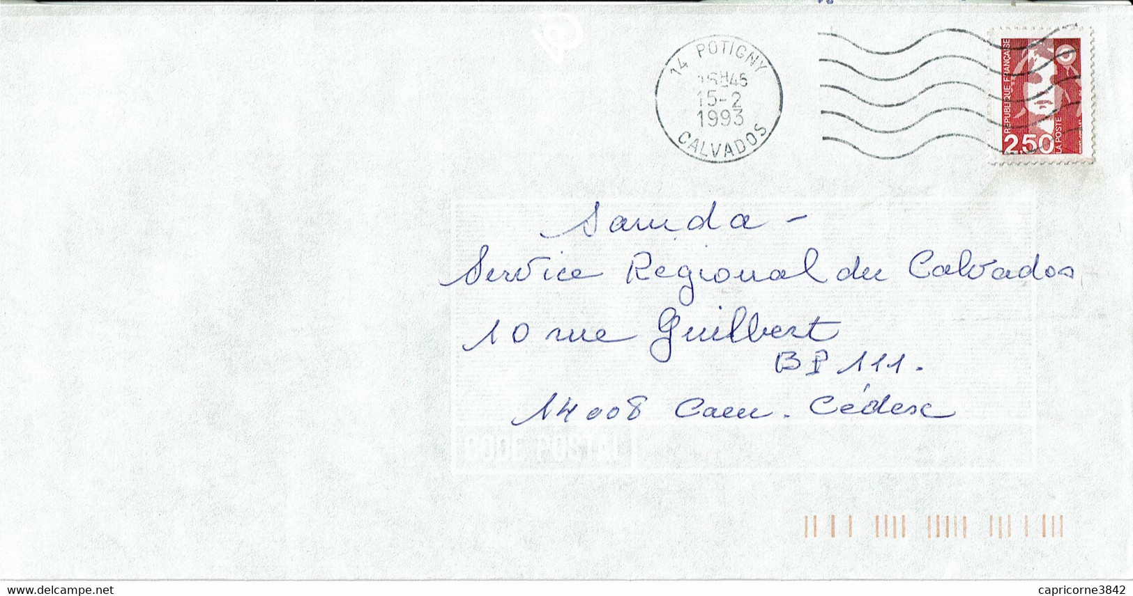 1993 - Marianne De Briat N° 2715 - Variété De Couleur Dégradé Grenat En Haut Vers Rouge En Bas - Covers & Documents