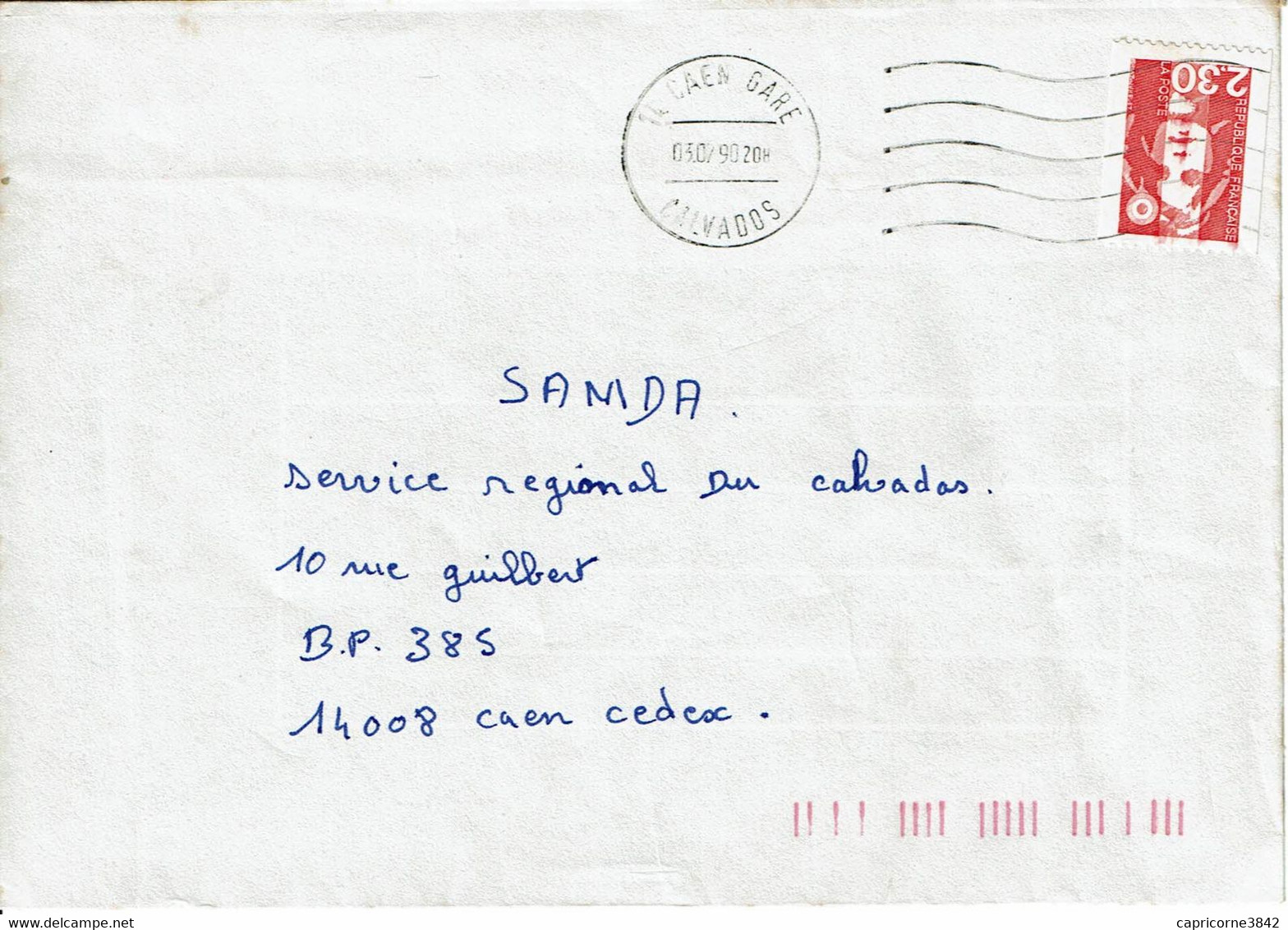 1994 - Marianne De Briat N° 2822 Variété Tache Rouge Sur Nez, Lèvre Et Menton - Cartas & Documentos