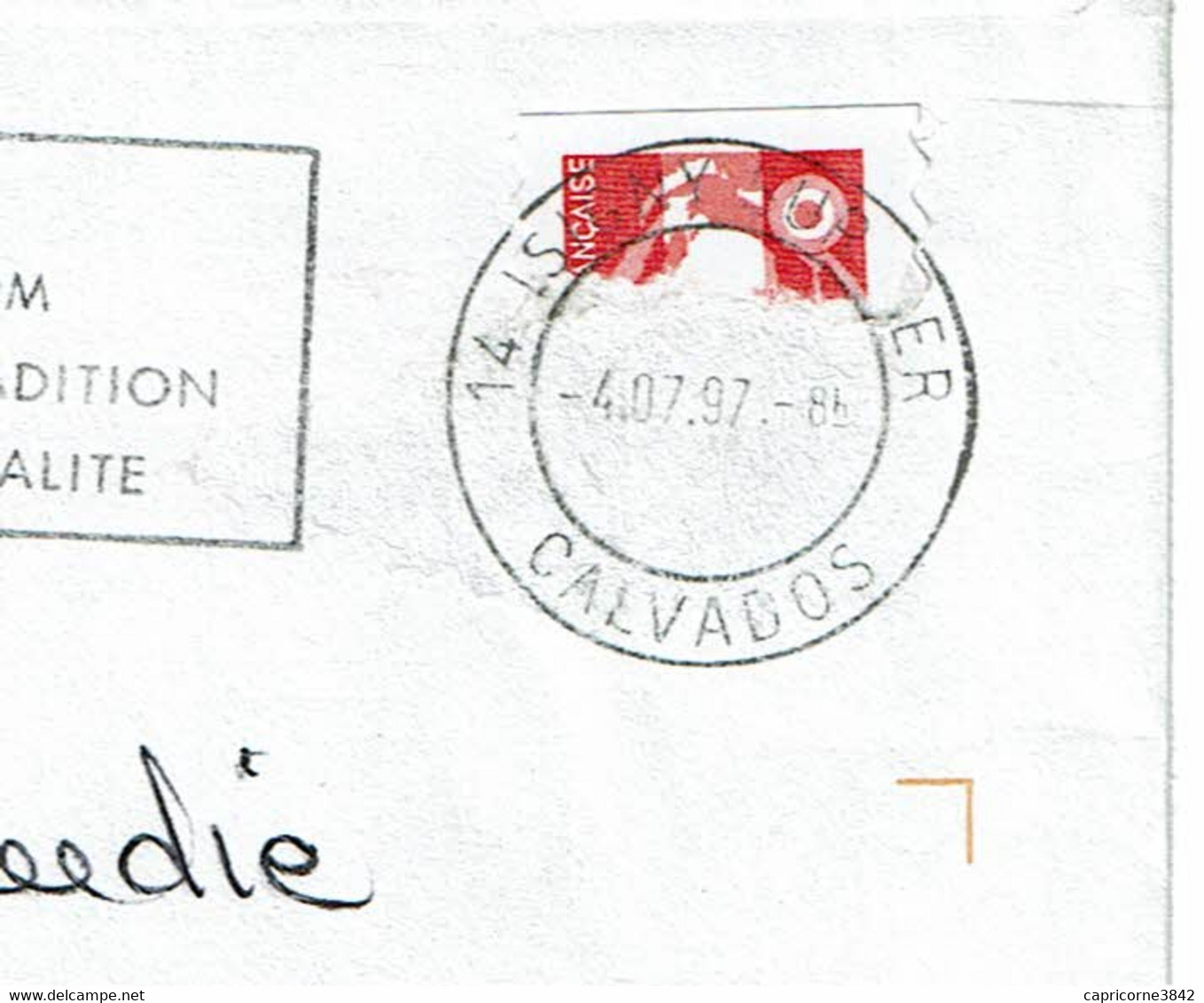 1997 - Marianne De Briat N° ??  - Oblitération Secap Sur Demi Timbre - Storia Postale