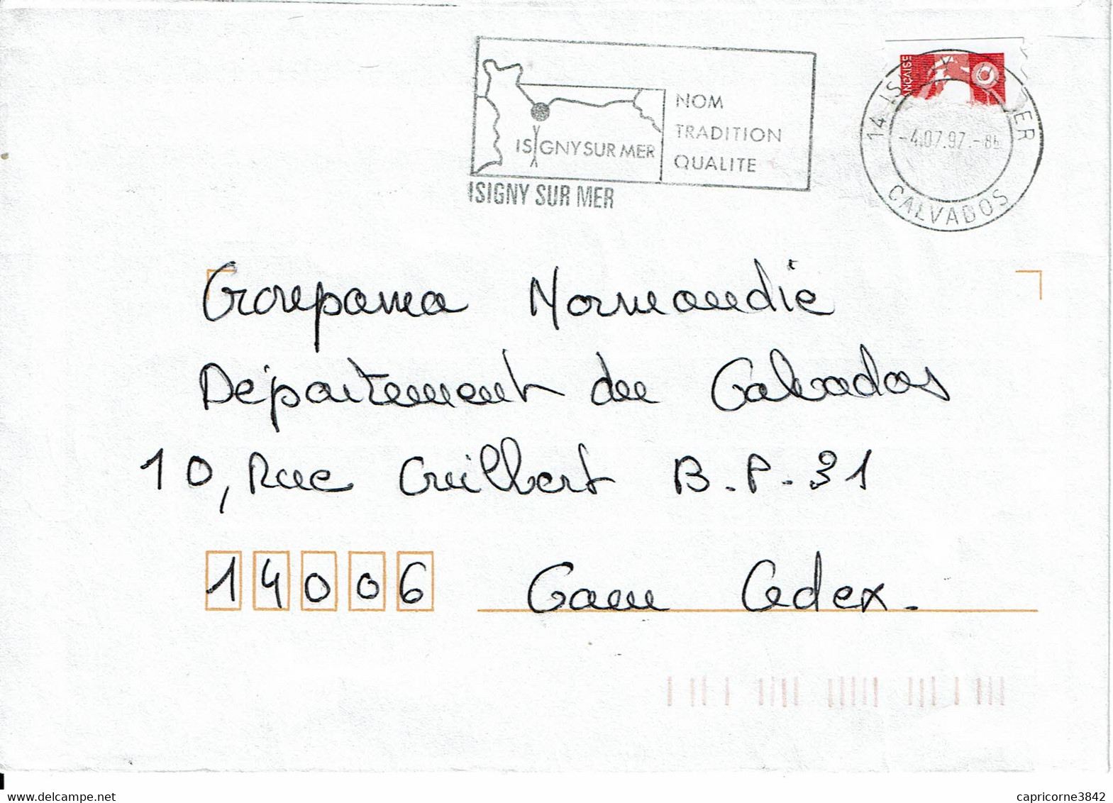 1997 - Marianne De Briat N° ??  - Oblitération Secap Sur Demi Timbre - Cartas & Documentos