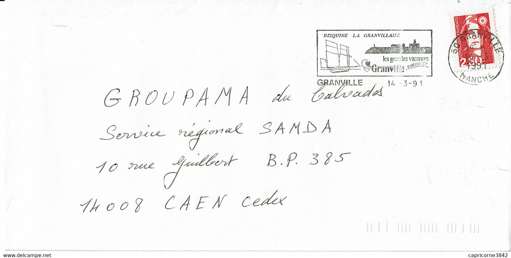 1991 - Marianne De Briat N° 2614 Traces De Phosphire Extrêmement Faible Aux UV - Storia Postale