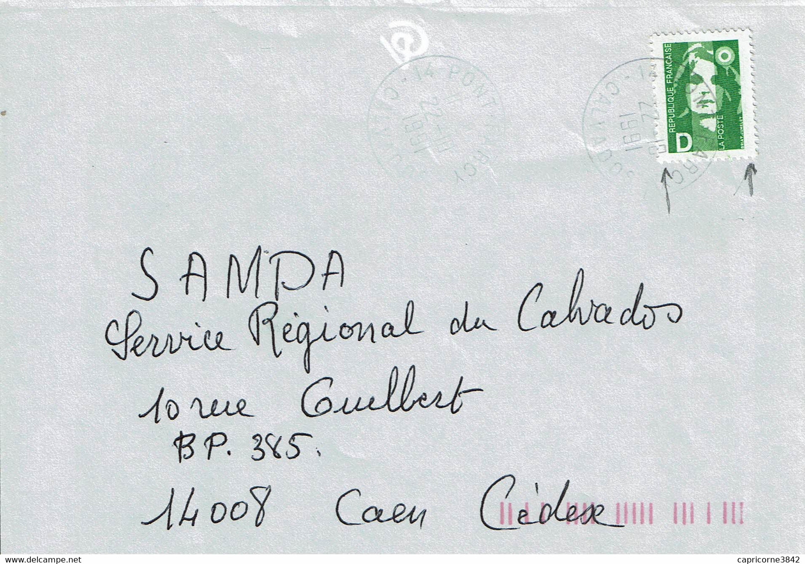 1995 - Marianne De Briat N° 2711 - 1 Bande De Phosphore à Droite - 1/2 Bande De Phosphore à Gauche - Storia Postale