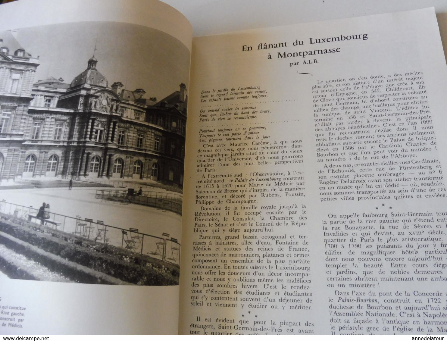 PARIS 1975 LA FRANCE À  TABLE :Flâner du Luxembourg à Montparnasse; Front de Seine à St-Germain des Prés; Les caves ;Etc