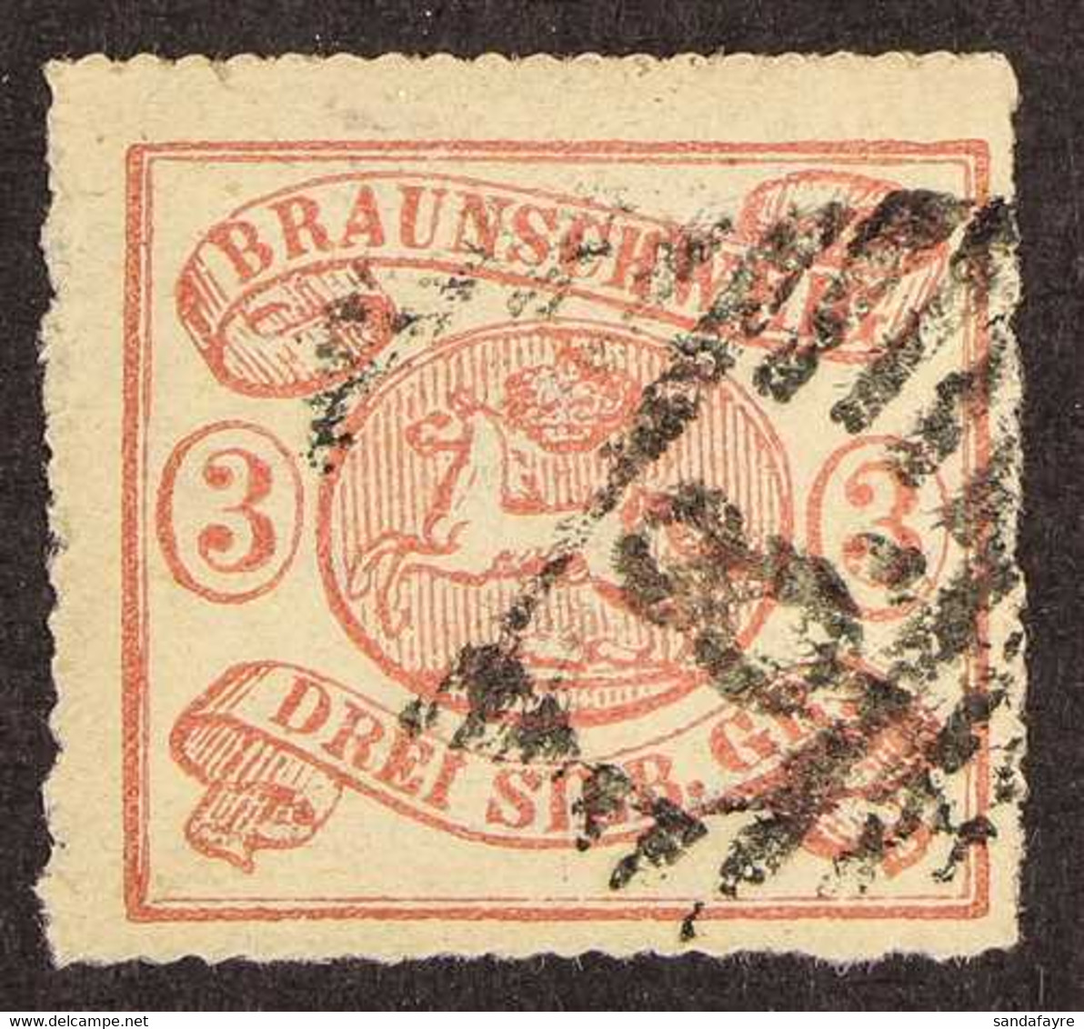 BRUNSWICK 1864 3sgr Rose On White, Perces En Arc 16, Michel 16A Or SG 27, Fine Used With "8" In Barred Diamond Cancel, A - Sonstige & Ohne Zuordnung
