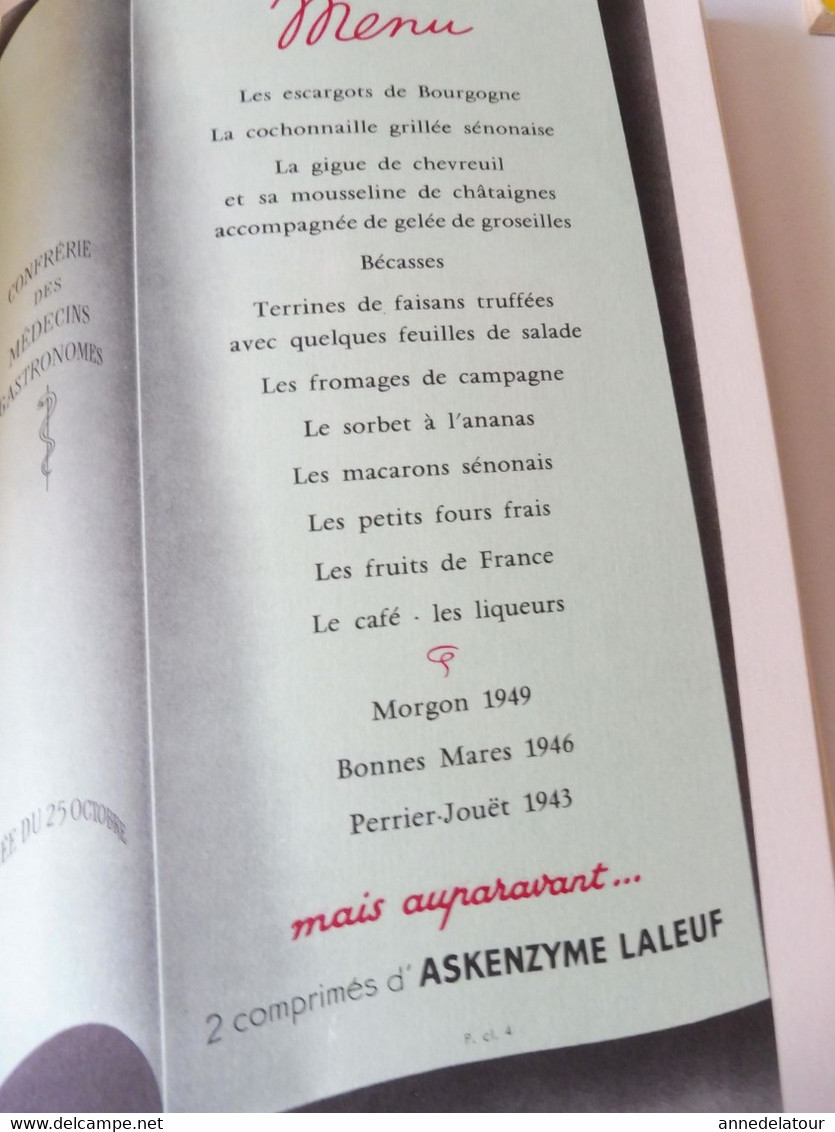 COGNAC 1959  LA FRANCE À  TABLE : Gasronomie; Les recettes culinaires au cognac ; Châtres ; Etc