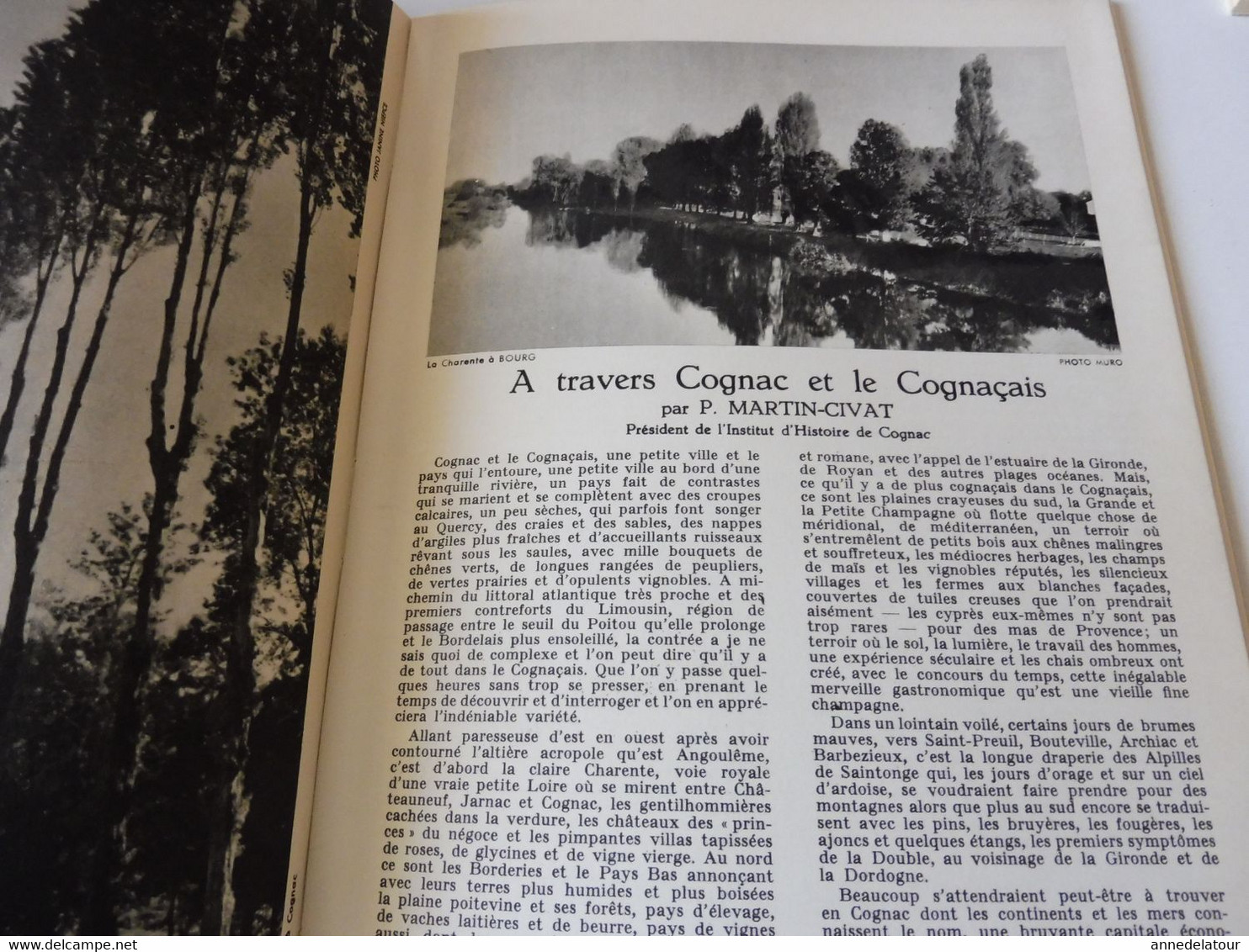 COGNAC 1959  LA FRANCE À  TABLE : Gasronomie; Les recettes culinaires au cognac ; Châtres ; Etc