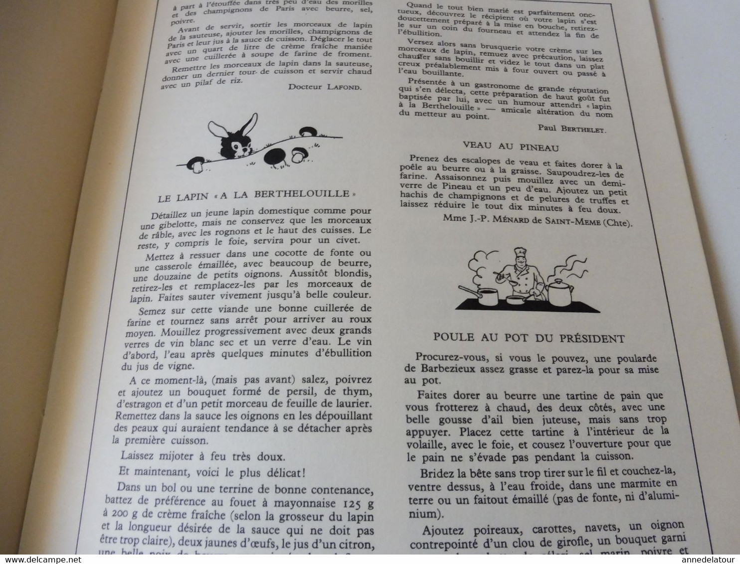 COGNAC 1959  LA FRANCE À  TABLE : Gasronomie; Les recettes culinaires au cognac ; Châtres ; Etc