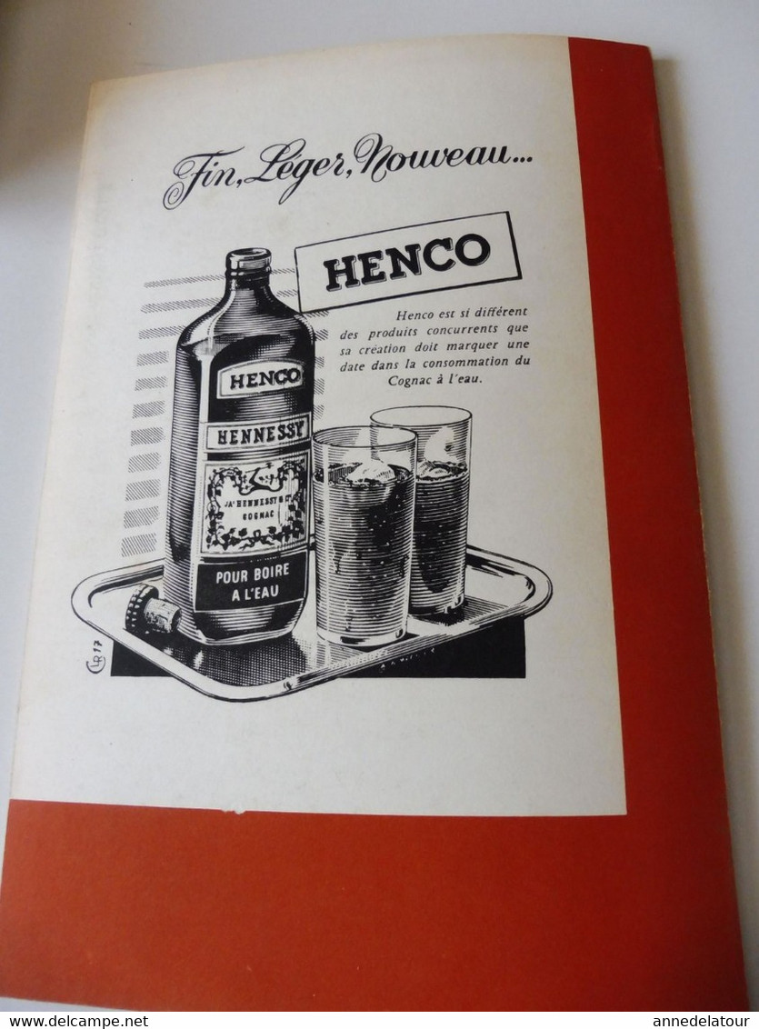 COGNAC 1959  LA FRANCE À  TABLE : Gasronomie; Les recettes culinaires au cognac ; Châtres ; Etc