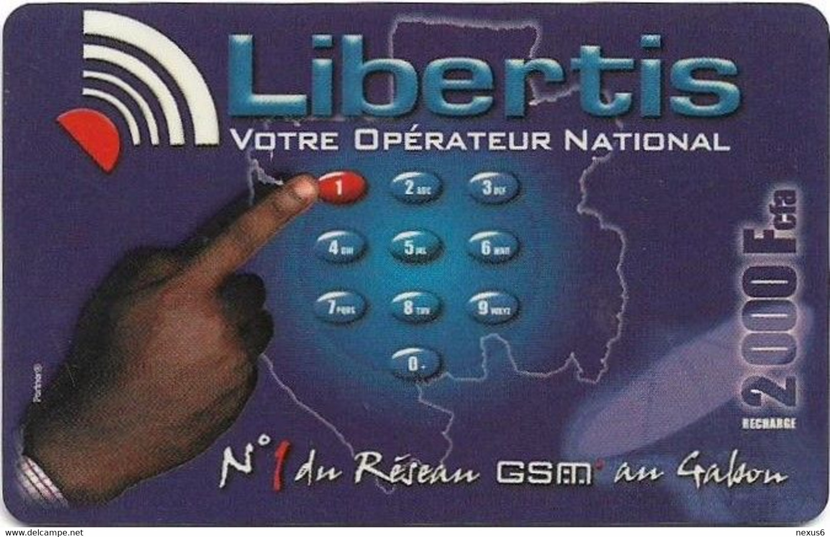 Gabon - Libertis - Votre Opérateur National - Exp.31.12.2002, GSM Refill 2.000FCFA, Used - Gabon