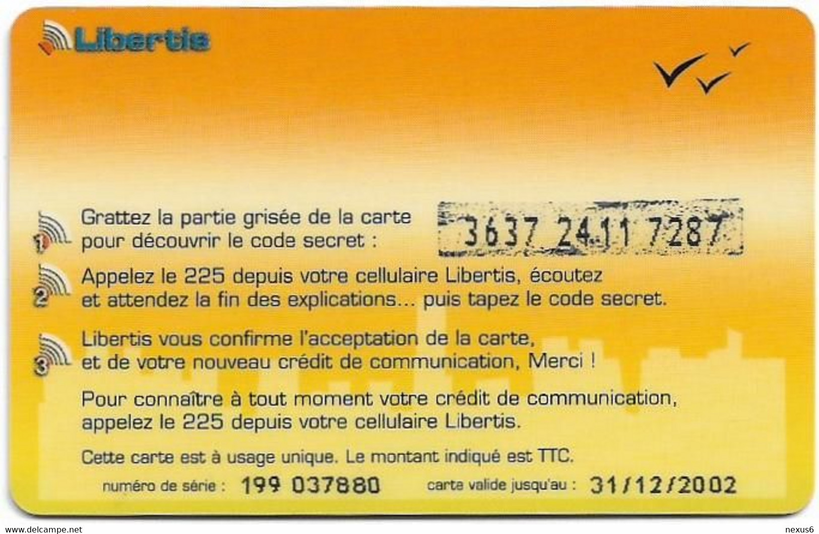 Gabon - Libertis - Votre Opérateur National - Exp.31.12.2002, GSM Refill 2.000FCFA, Used - Gabon