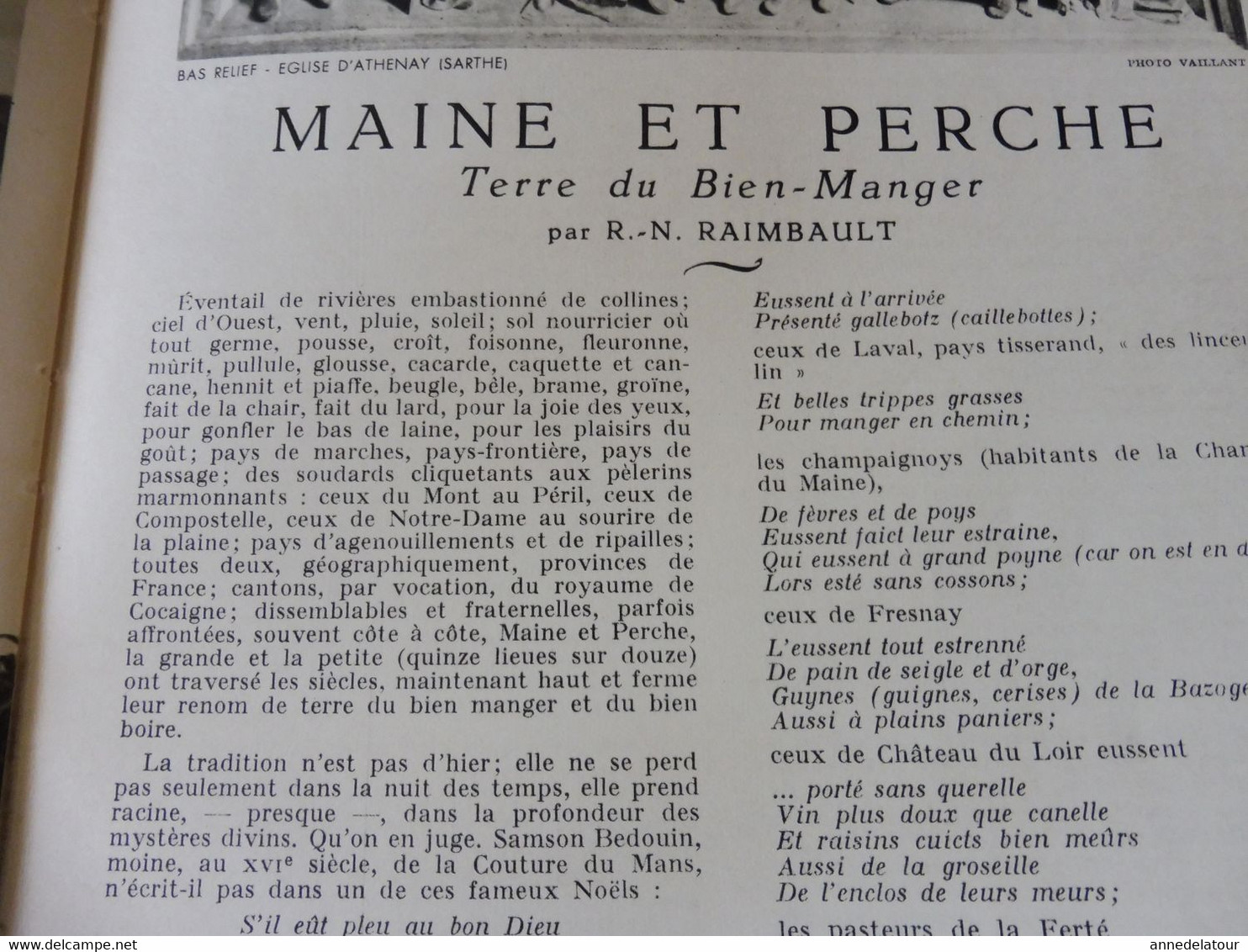 MAINE et PERCHE 1950 LA FRANCE À TABLE : Moulin-l'Evêque:La Flêche;Yvré-l'Evêque; St-Ceneri-le-Gerei; Mortagne;Sillé;Etc