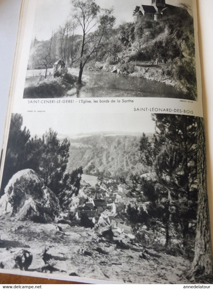 MAINE et PERCHE 1950 LA FRANCE À TABLE : Moulin-l'Evêque:La Flêche;Yvré-l'Evêque; St-Ceneri-le-Gerei; Mortagne;Sillé;Etc