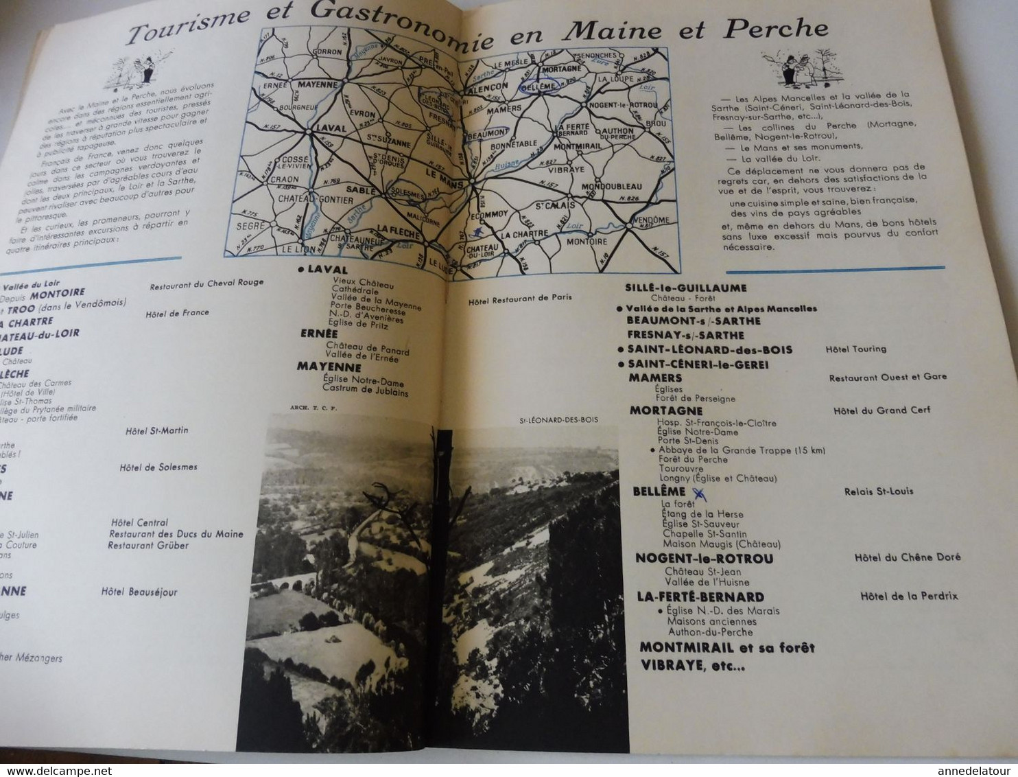 MAINE et PERCHE 1950 LA FRANCE À TABLE : Moulin-l'Evêque:La Flêche;Yvré-l'Evêque; St-Ceneri-le-Gerei; Mortagne;Sillé;Etc