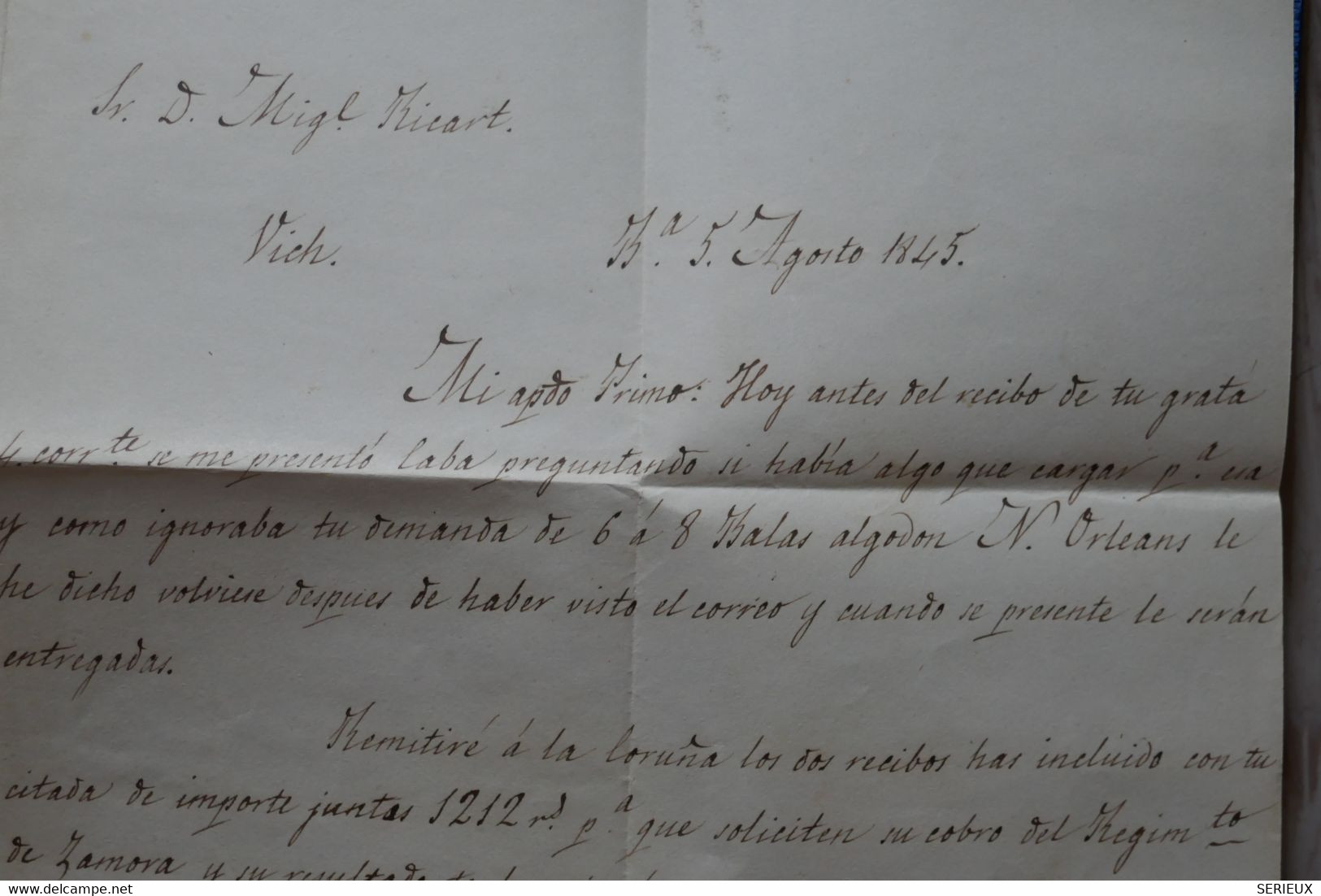 AA12 ESPAGNE BELLE   LETTRE  1840  CATALUNA  BARCELONA  POUR VICHS + TAXE 6 + AFFR. PLAISANT - ...-1850 Prefilatelia