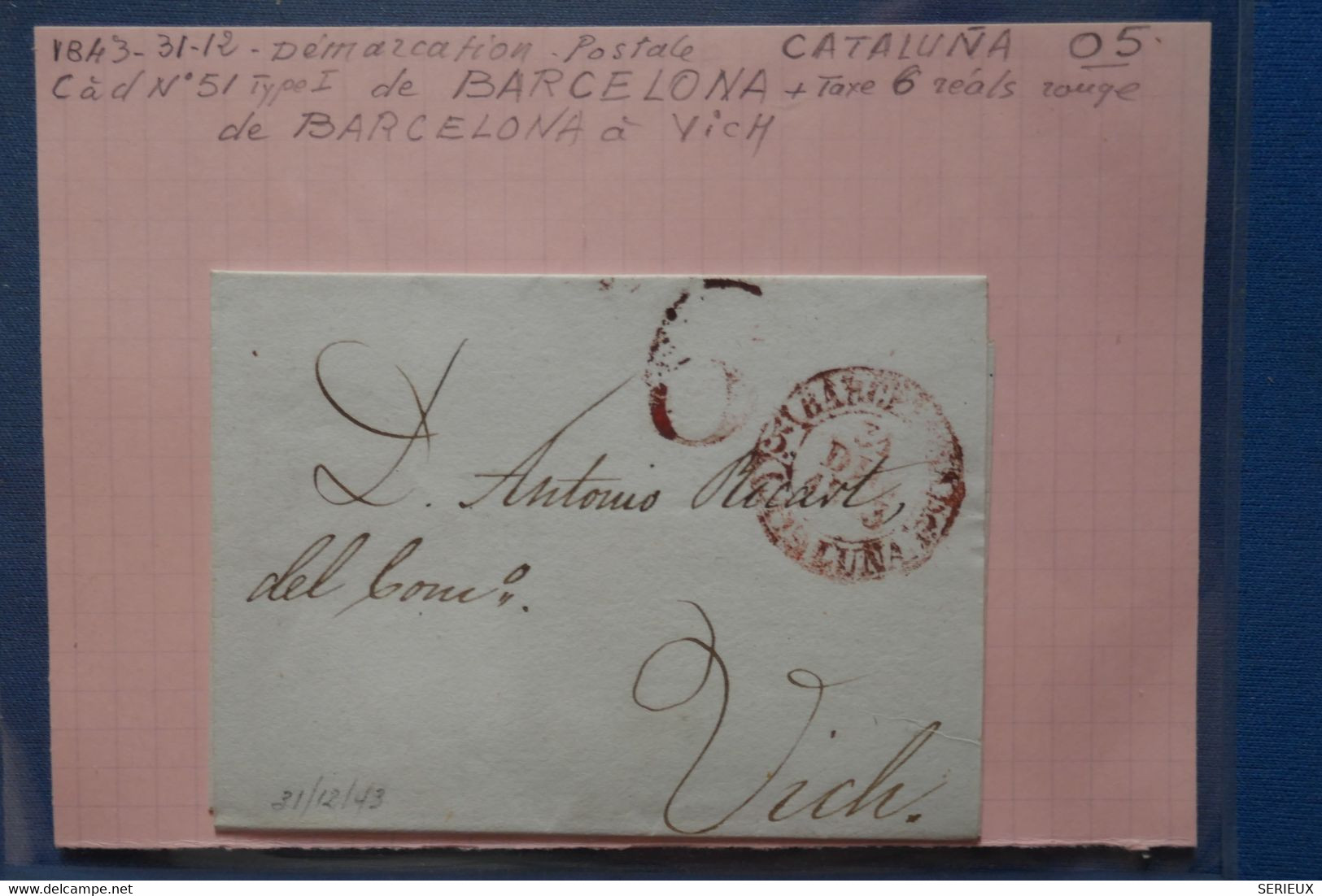 AA12 ESPAGNE BELLE   LETTRE  1848  CATALUNA BALAGUER  POUR VICHS + + AFFR. PLAISANT - ...-1850 Prefilatelia