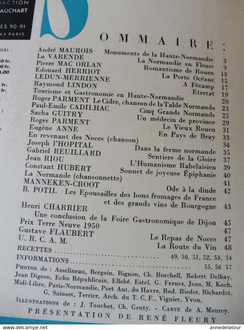 HTE NORMANDIE 1951 LA FRANCE À TABLE:Bénédiction à La St-Pierre-des-Marins; Fécamp;Etretat;Rouen;Le Havre;Le Tréport;Etc - Tourisme & Régions