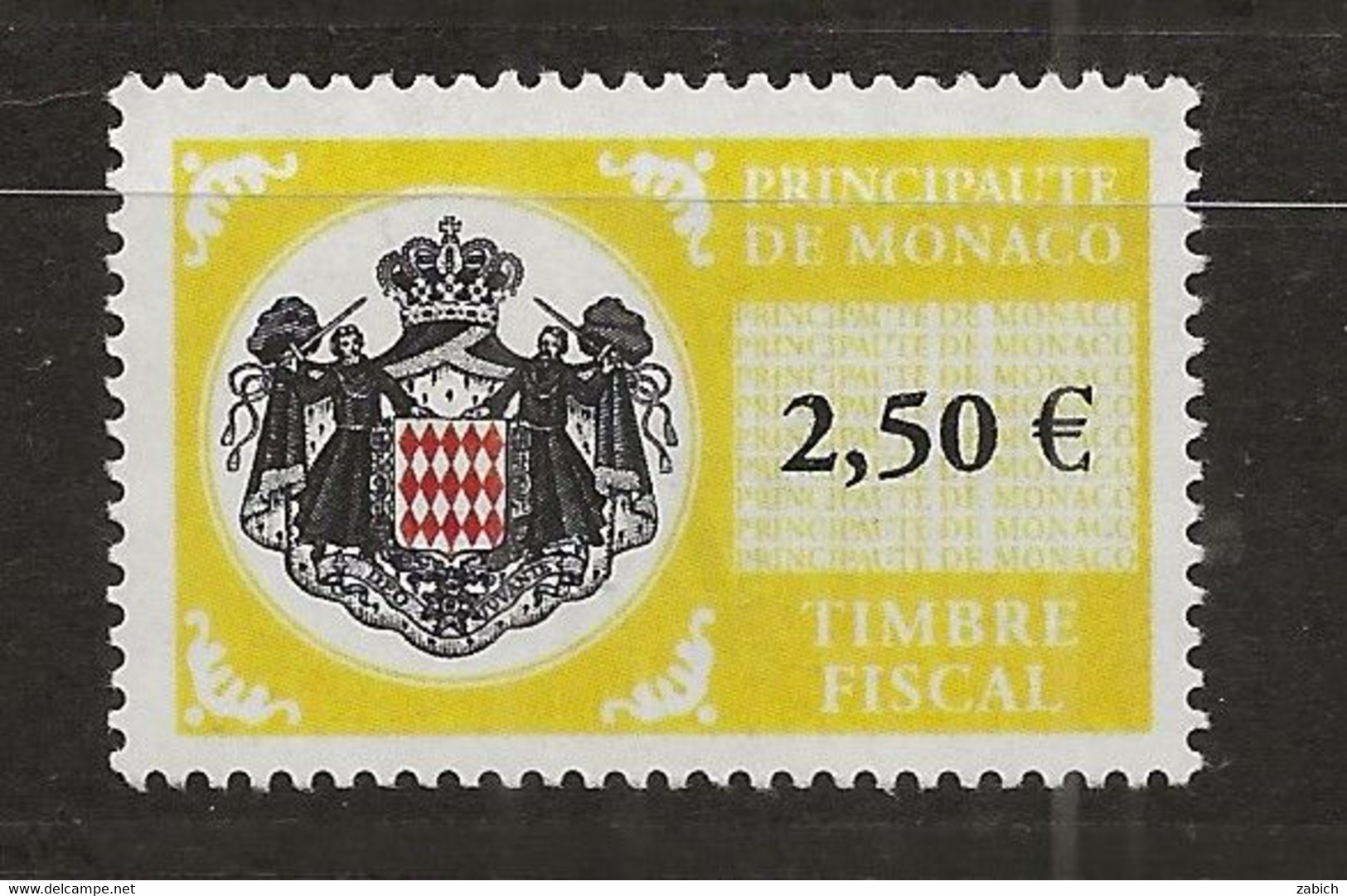 TIMBRES FISCAUX DE MONACO SERIE UNIFIEE N° 119 2F50 Jaune  Neuf Gomme Mnh (**) - Fiscales