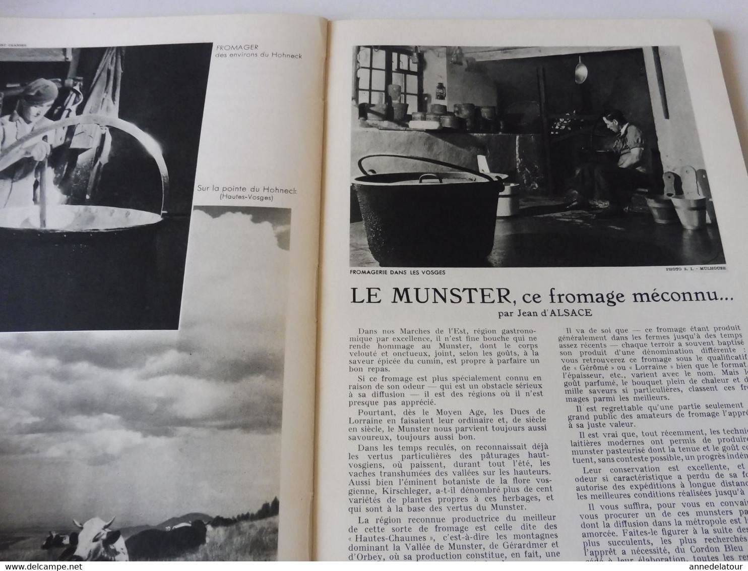 ALSACE 1952 LA FRANCE À TABLE: Hansi, Belfort,Colmar, Ribeauville, Vieil-Armand, Riquewihr, Than,Recettes culinaires;Etc