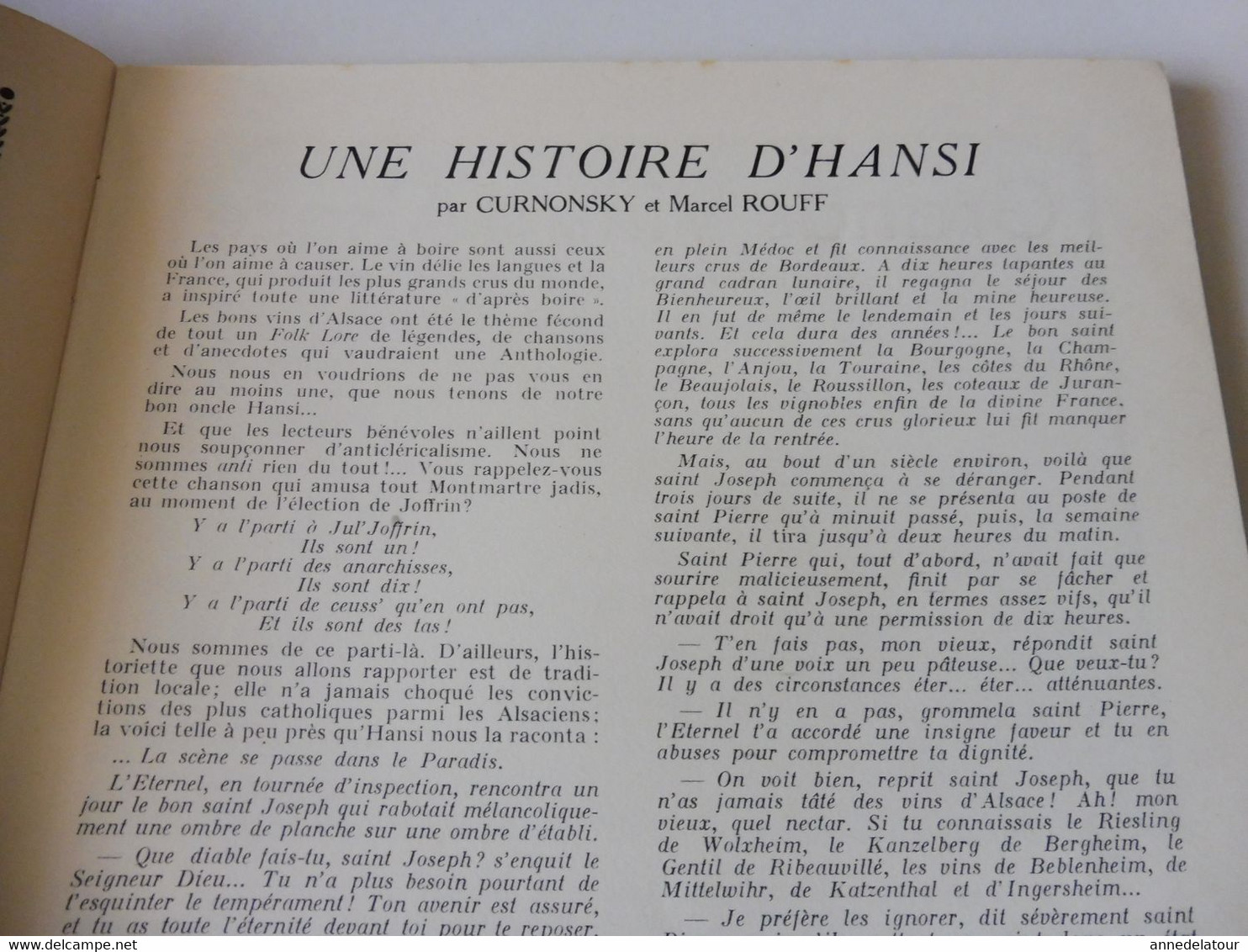 ALSACE 1952 LA FRANCE À TABLE: Hansi, Belfort,Colmar, Ribeauville, Vieil-Armand, Riquewihr, Than,Recettes culinaires;Etc