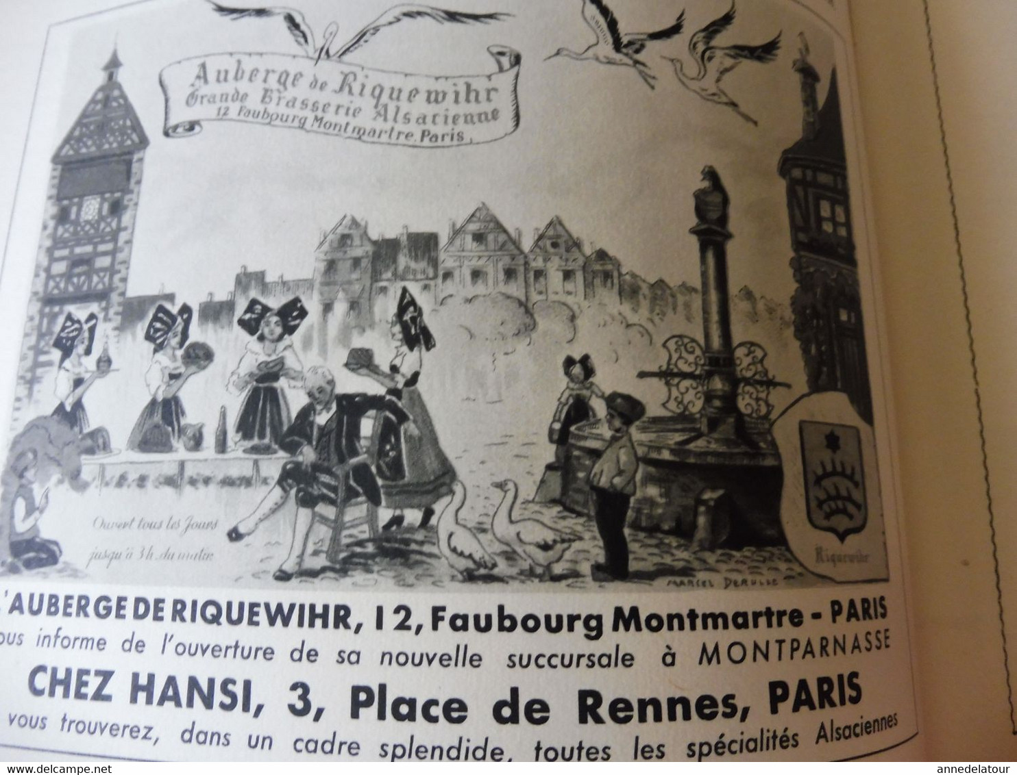 ALSACE 1952 LA FRANCE À TABLE: Hansi, Belfort,Colmar, Ribeauville, Vieil-Armand, Riquewihr, Than,Recettes culinaires;Etc