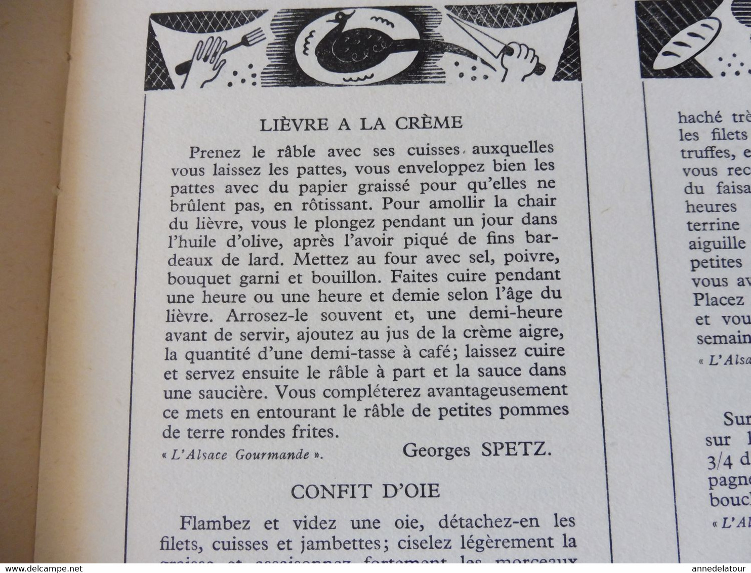 ALSACE 1952 LA FRANCE À TABLE: Hansi, Belfort,Colmar, Ribeauville, Vieil-Armand, Riquewihr, Than,Recettes culinaires;Etc