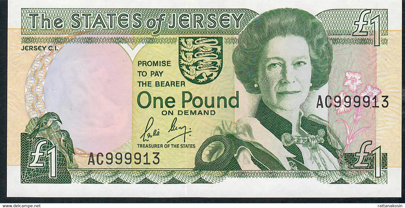 JERSEY P15a 1 POUND 1989  #AC999913     UNC. - Jersey