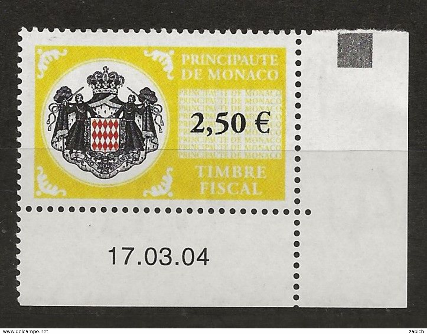 TIMBRES FISCAUX DE MONACO SERIE UNIFIEE N°119 2F50 Jaune   Coin Daté Du 17 3 04 Neuf Gomme Mnh (**) - Fiscale Zegels