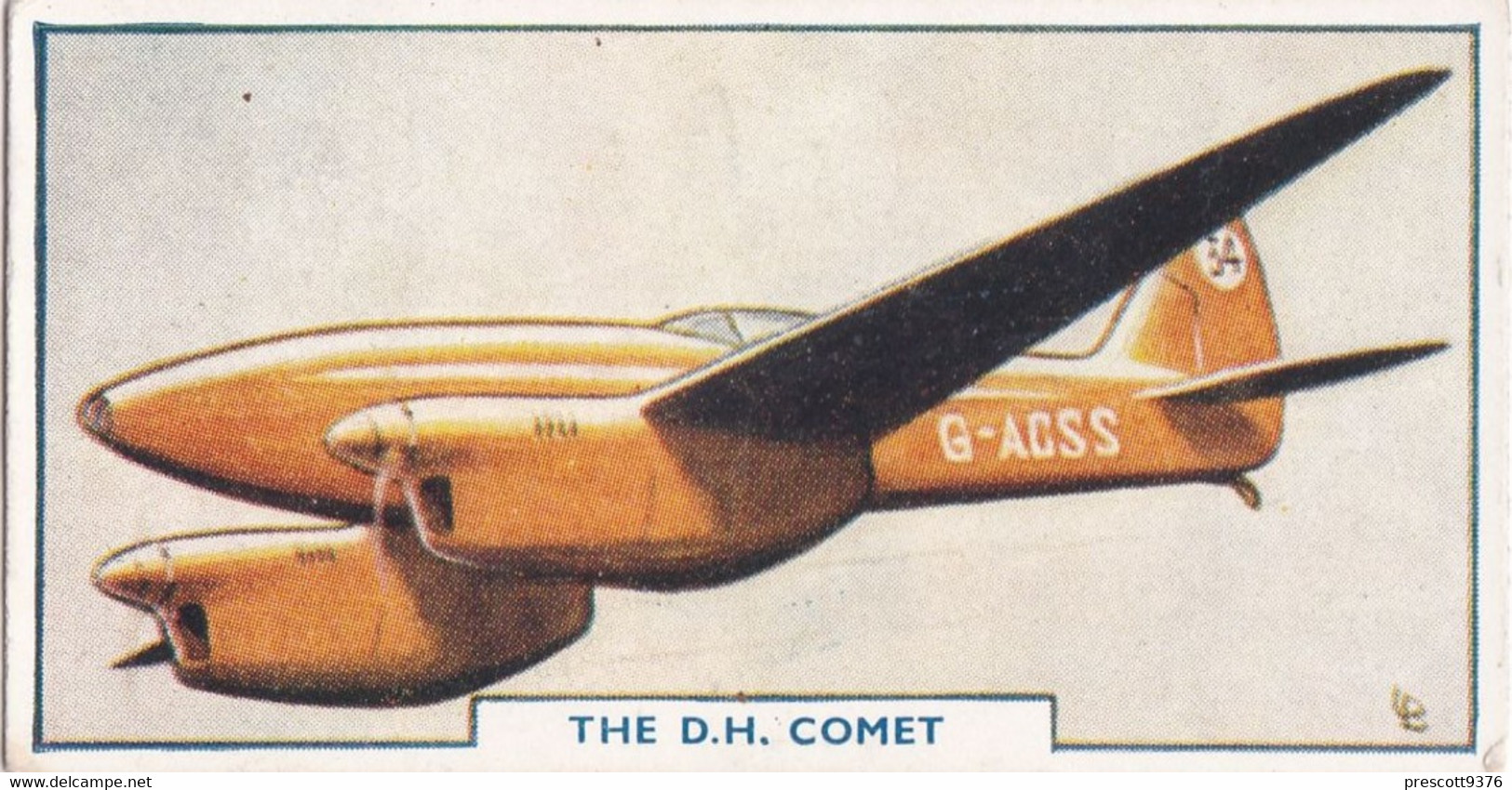 7 De Haviland Comet - Aircraft Series 1938 - Godfrey Phillips Cigarette Card - Original - Military - Travel - Phillips / BDV