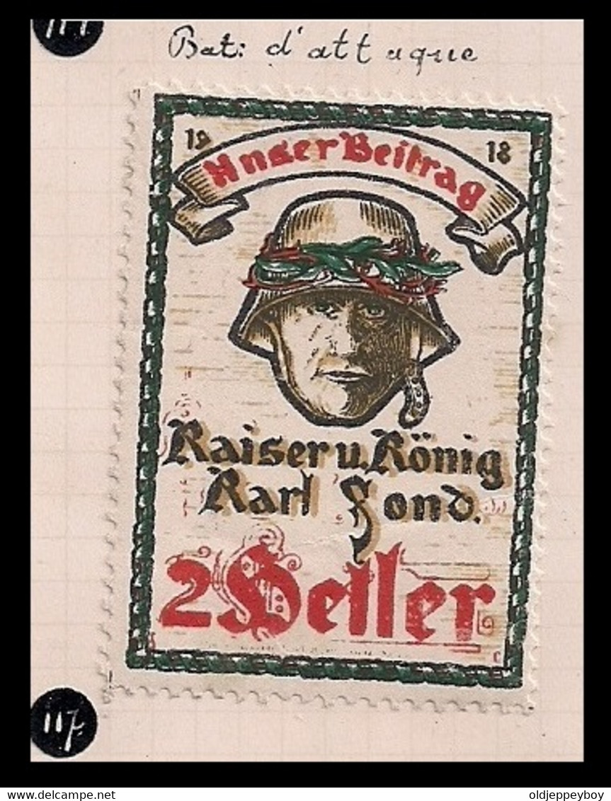 WW1 ERA GERMANY AUSTRIA HUNGARY CINDERELLA VIGNETTE K.u.K 1918 ATTACK BATTALION KAISER KARL FUND CONTRIBUTION - Erinofilia