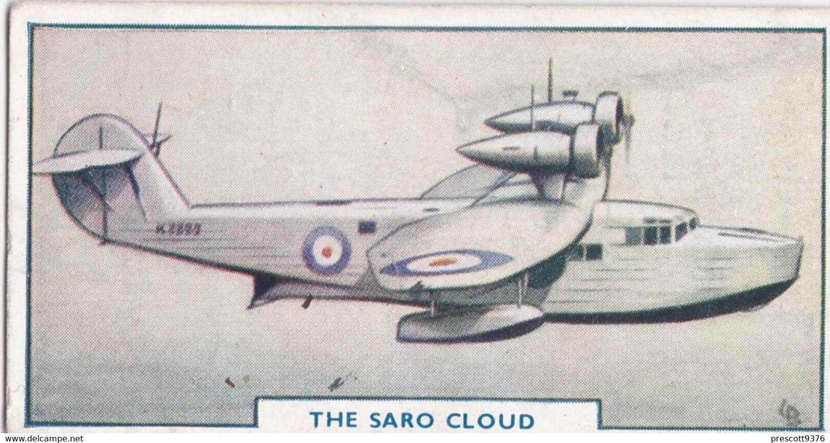 19 Saro Cloud - Aircraft Series 1938 - Godfrey Phillips Cigarette Card - Original - Military - Travel - Phillips / BDV