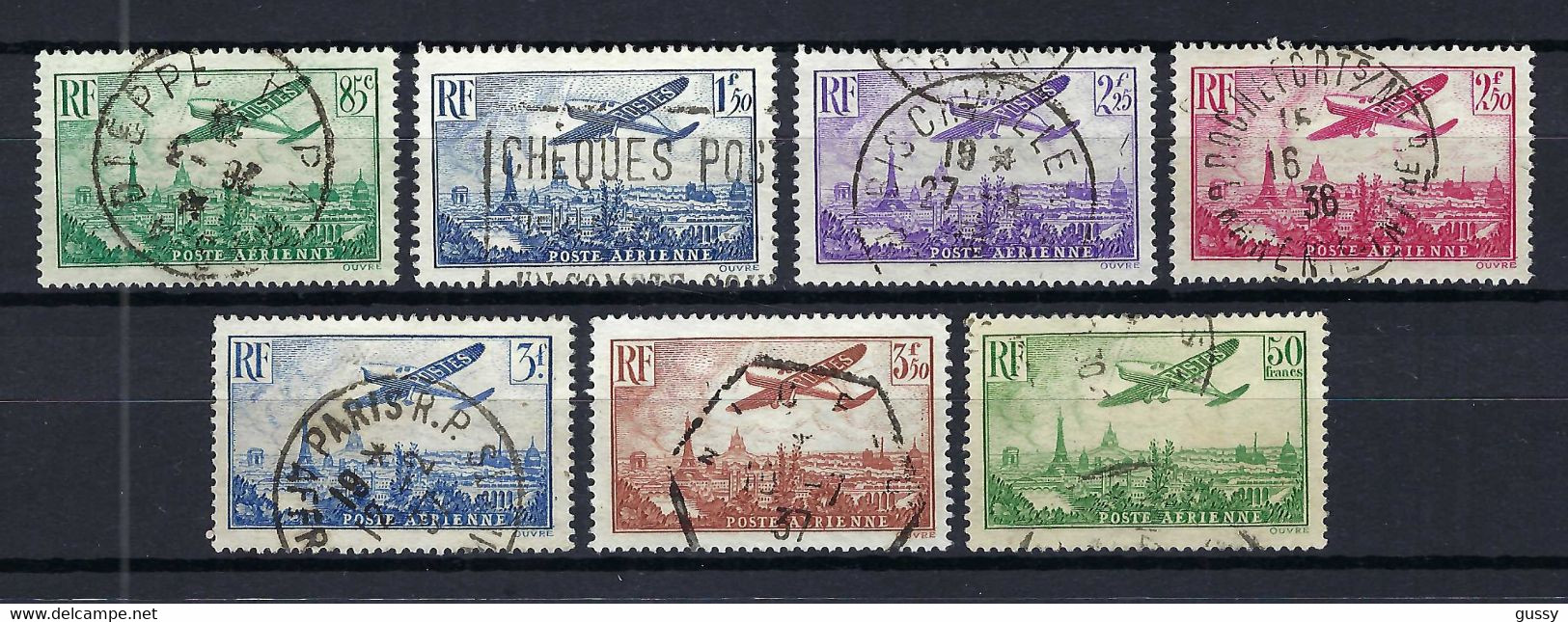 FRANCE Poste Aérienne 1936:  Les Y&T 8-14 Obl. CAD, Très Forte Cote - 1927-1959 Afgestempeld
