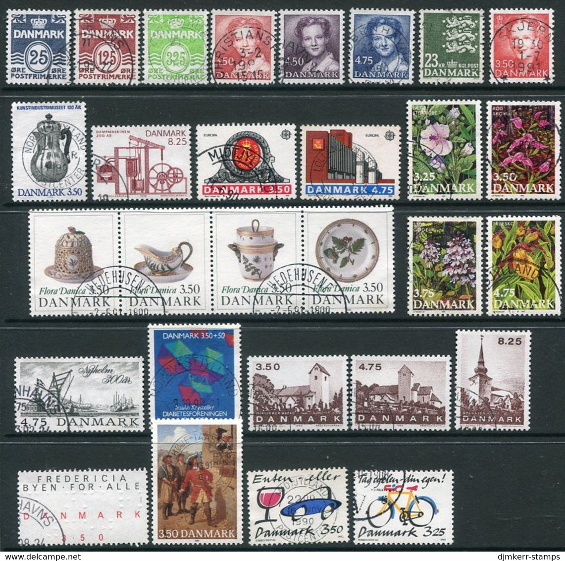 DENMARK 1990 Complete  Issues Except 3.75 Kr. Definitive Used.  Michel 963-92 Except 967 - Used Stamps