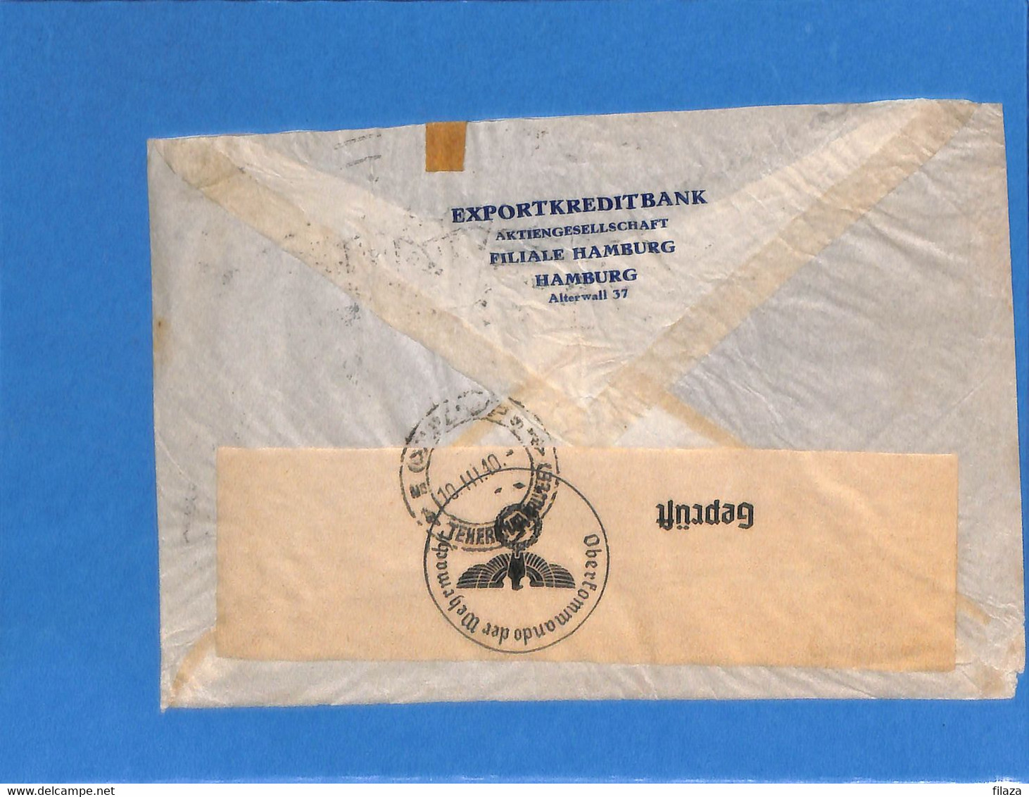 Allemagne Reich 1940 Lettre Par Avion De Hamburg à Téhéran (Iran), Avec Censure (G3217) - Cartas & Documentos