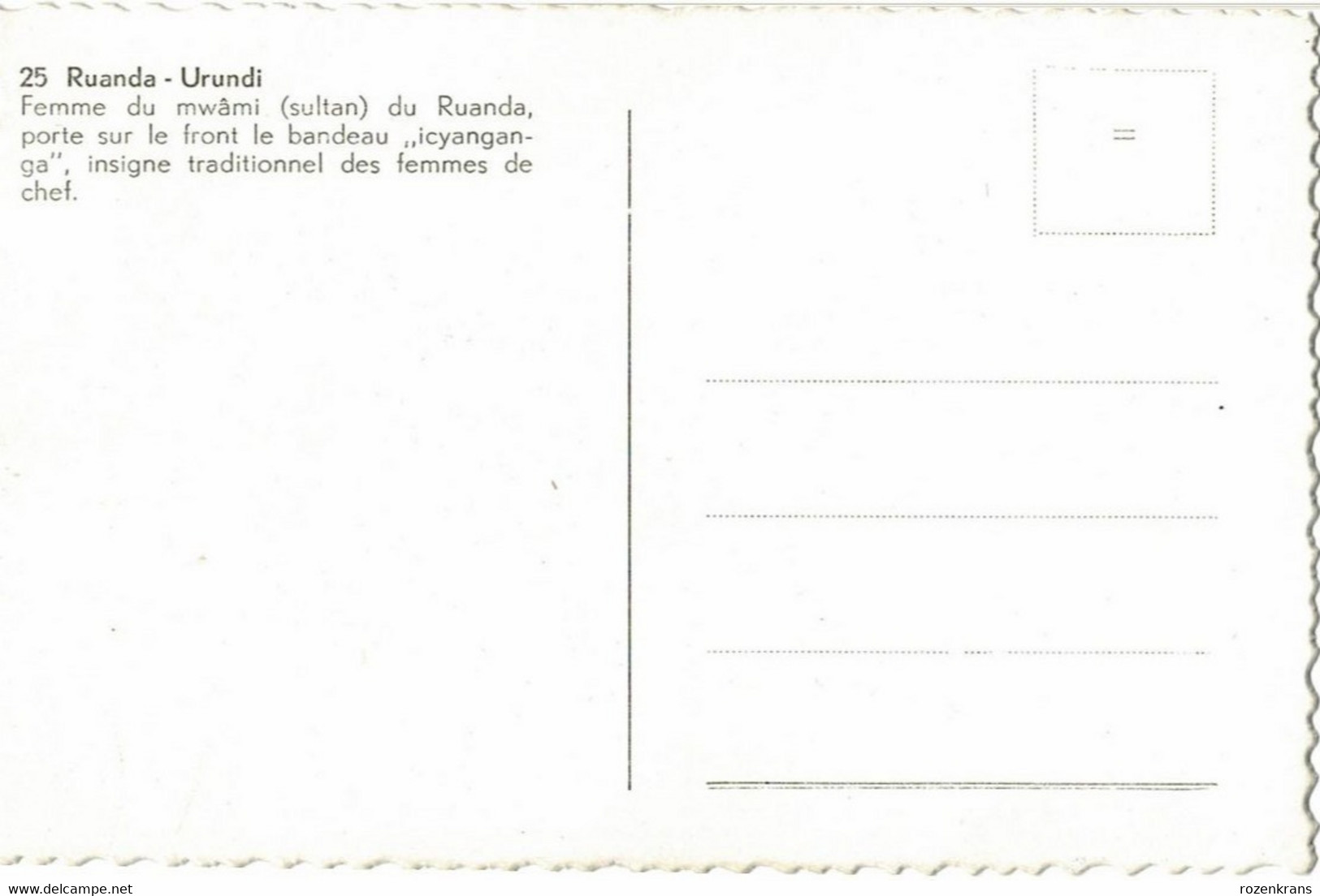 Ruanda Urundi Femme Mwami Le Crane Allonge Bandeau Icyanganga Ethnique Ethnic Rwanda Afrique  CPA (En Très Bon état) - Ruanda-Burundi