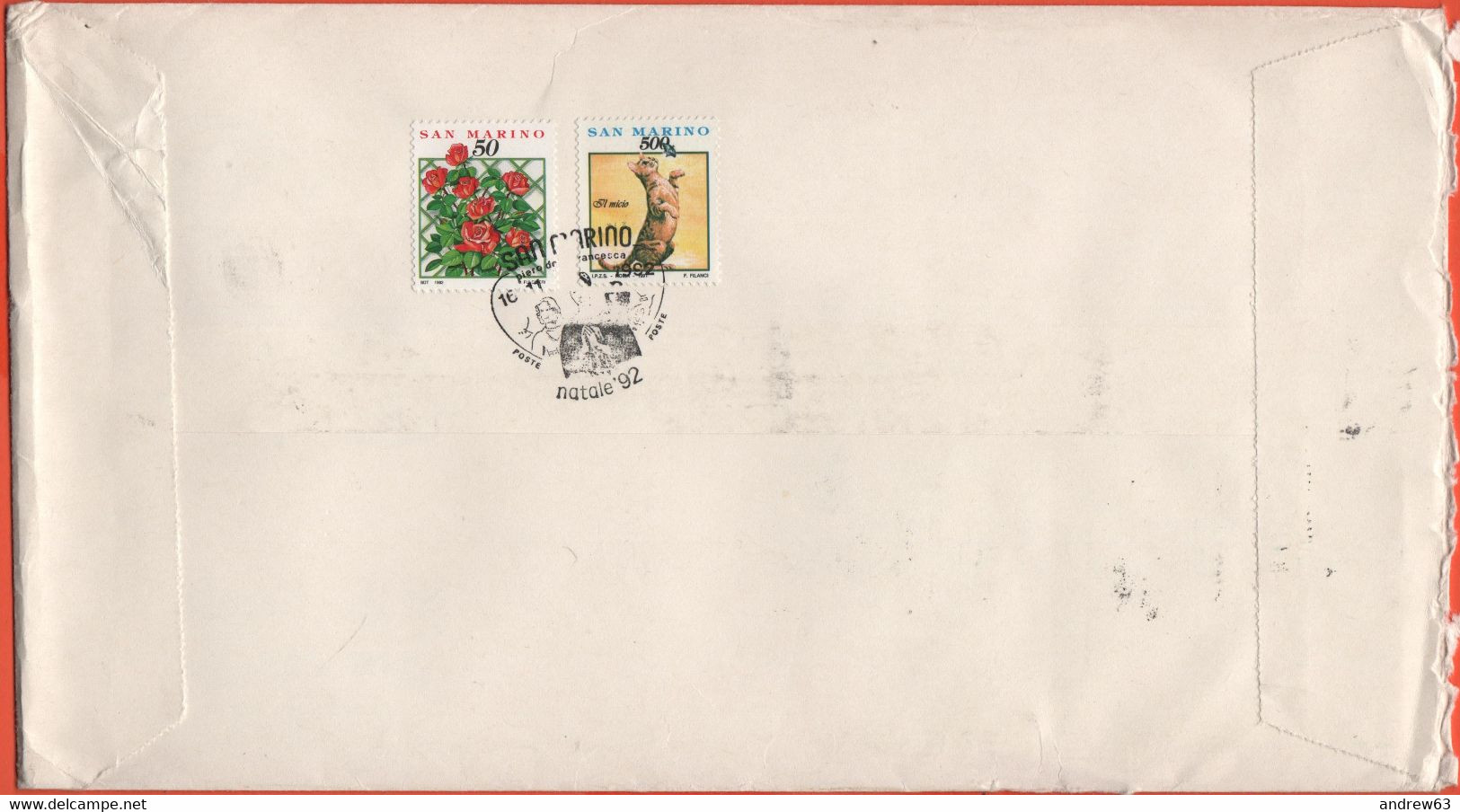 SAN MARINO - 1992 - 2 X Natale (Piero Della Francesca) - FDC - Azienda Autonoma Di Stato - RACCOMANDATA - FDC