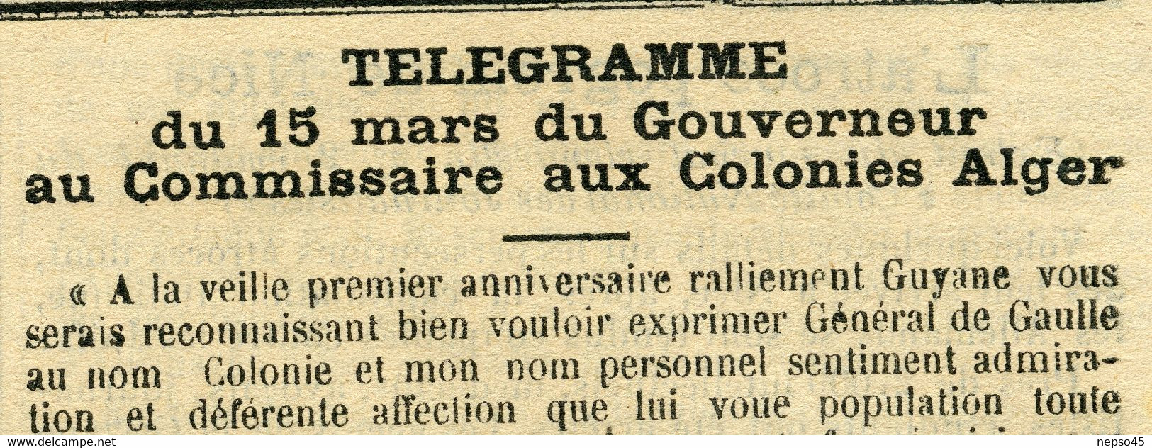 période Jean Rapenne Gouverneur Guyane 1944.imprimerie du Gouvernement.Cayenne.journal Le-Radio-Presse N° 85