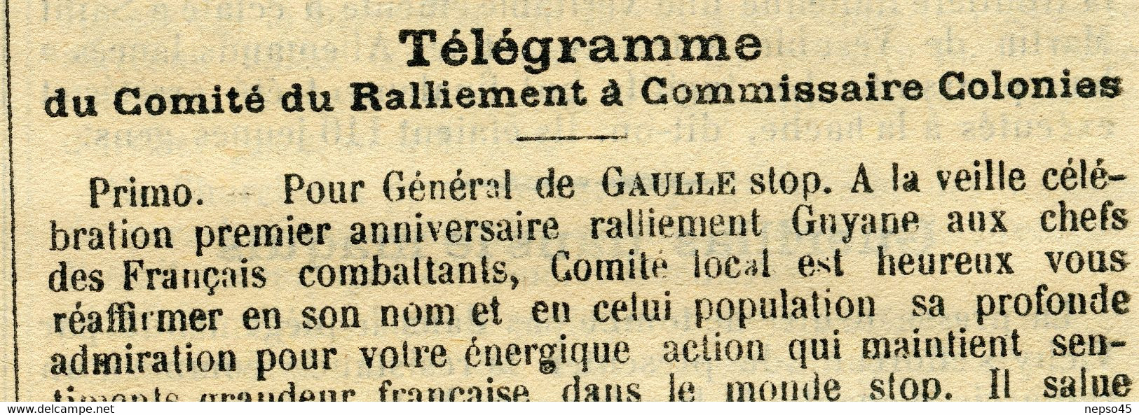 période Jean Rapenne Gouverneur Guyane 1944.imprimerie du Gouvernement.Cayenne.journal Le-Radio-Presse N° 85