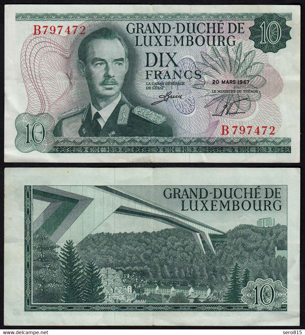 Luxemburg - Luxembourg 10 Francs Banknoten 1967 Pick 53 VF (3)    (14919 - Luxemburg