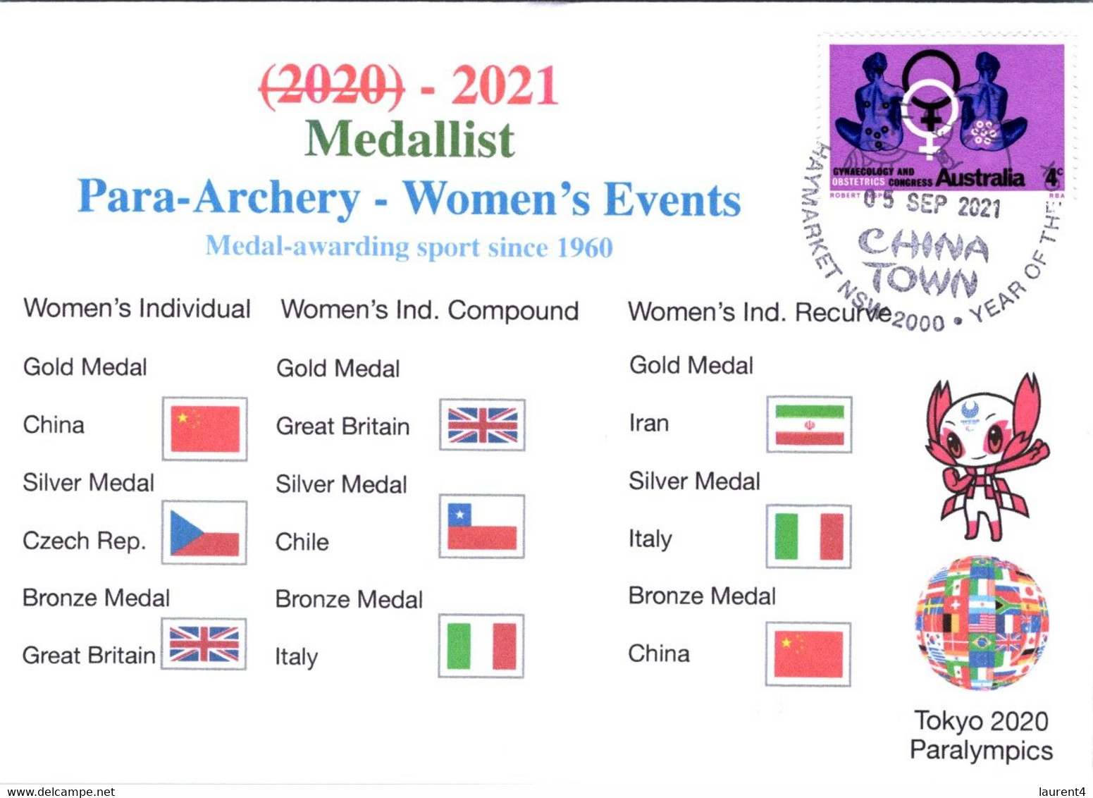 (2 A 9) 2020 Tokyo Paralympic - Medal Cover Postmarked Haymarket - Para Archery Women's Events - Summer 2020: Tokyo