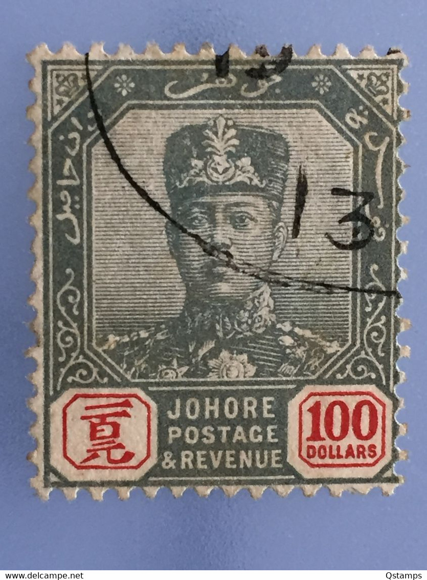MALAYA JOHOR 1904-10 Sultan Sir Ibrahim $100 Used Wmk W27 Rosette SG#77 M3360D - Johore