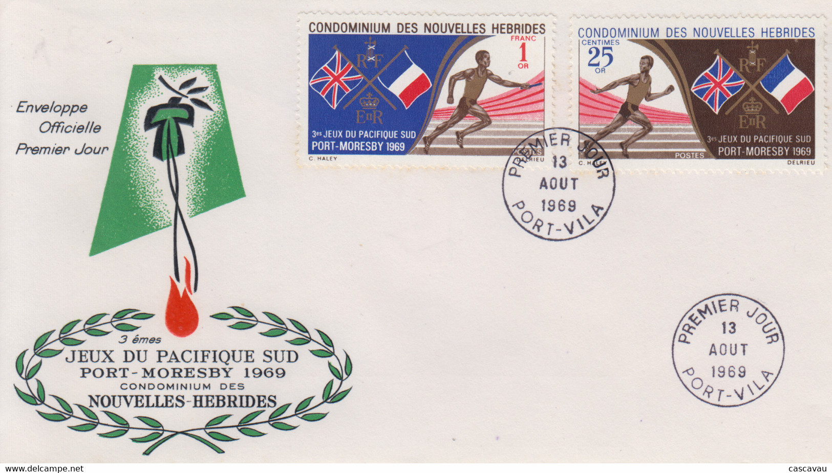 Enveloppe FDC  1er Jour   NOUVELLES  HEBRIDES   3éme  Jeux  Sportifs  Du  Pacifique  Sud   1969 - FDC