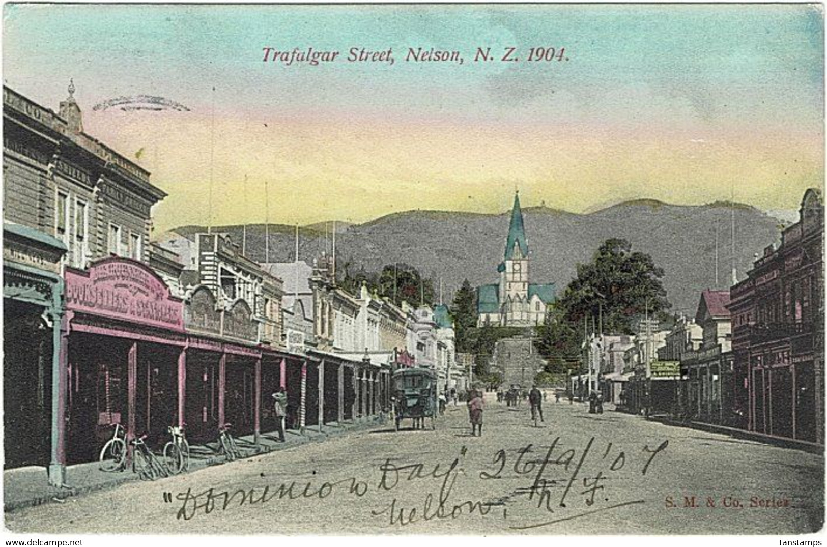 NEW ZEALAND - FRANCE TRAFALGAR ST NELSON POSTCARD 1907 - Brieven En Documenten