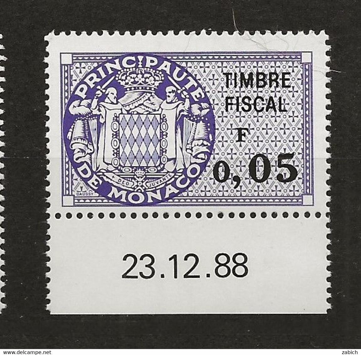 TIMBRES FISCAUX DE MONACO SERIE UNIFIEE N°84  5 C Violet  Coin Daté Du 23 12 88 Neuf Gomme Mnh (**) - Fiscaux