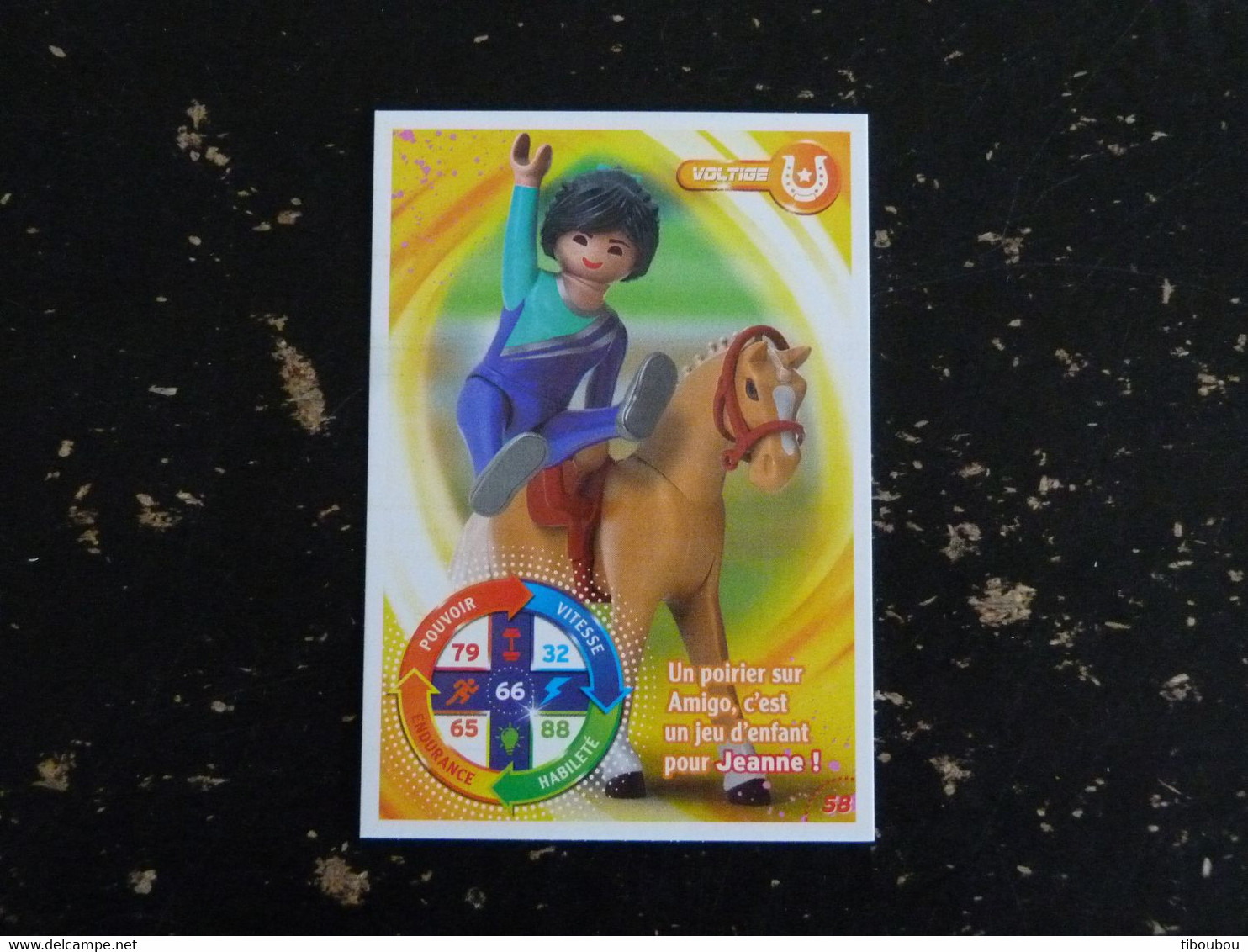 CARTE CARREFOUR PLAYMOBIL N° 58 - VOLTIGE CHEVAL HORSE PFERD - Other & Unclassified
