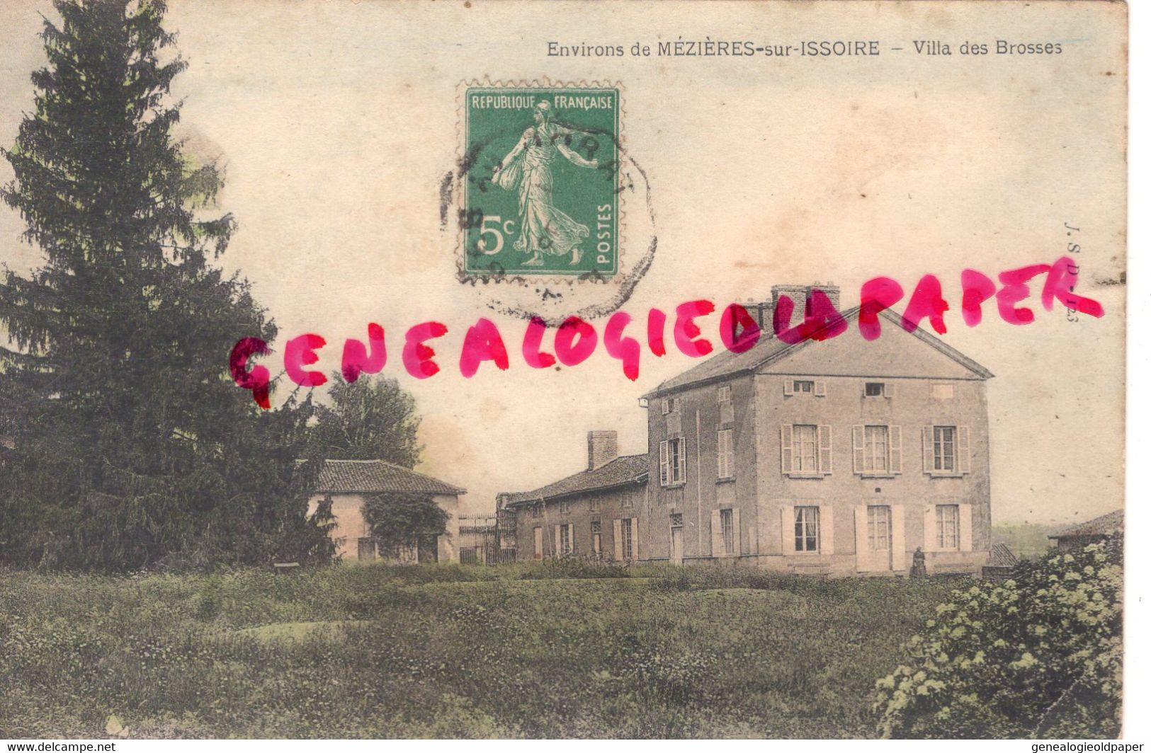 87 - MEZIERES SUR ISSOIRE - MEZIERE -  VILLA DES BROSSES - EDITEUR JSD - 1911    CARTE COLORISEE - Meziere Sur Issoire