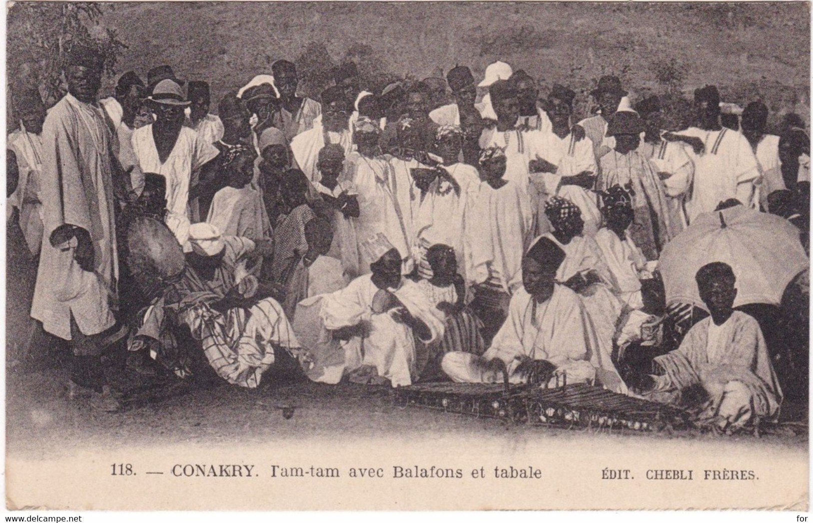 Afrique : Guinée Française : CONAKRY : Tam-Tam Avec Balafons Et Tabale : Groupe De Musiciens - Folklore - Coutume - Guinée Française