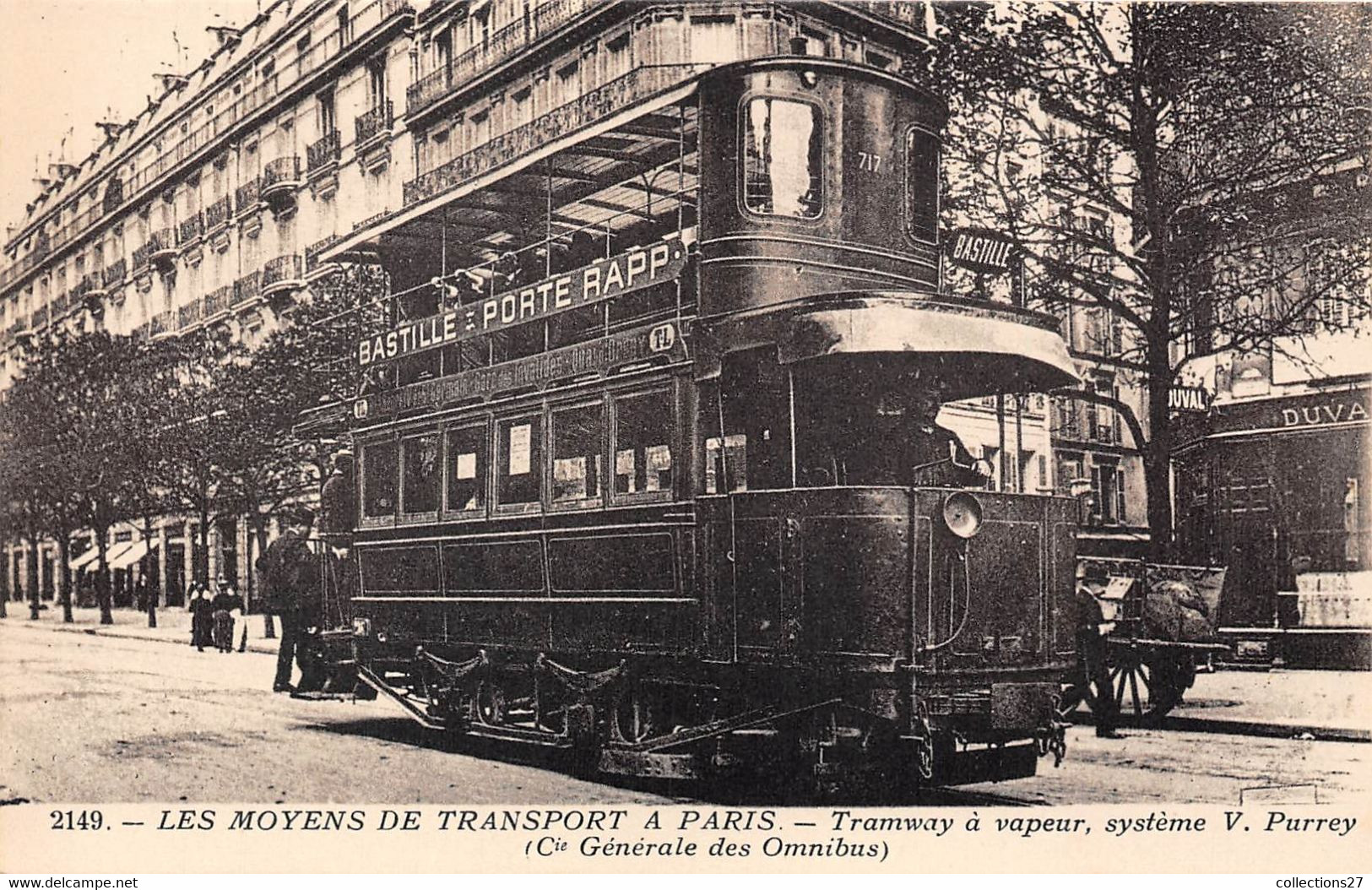 PARIS-TRAMWAY A VAPEUR SYSTEME V. PURREY, Cie GENERALE DES OMNIBUS - Transporte Público