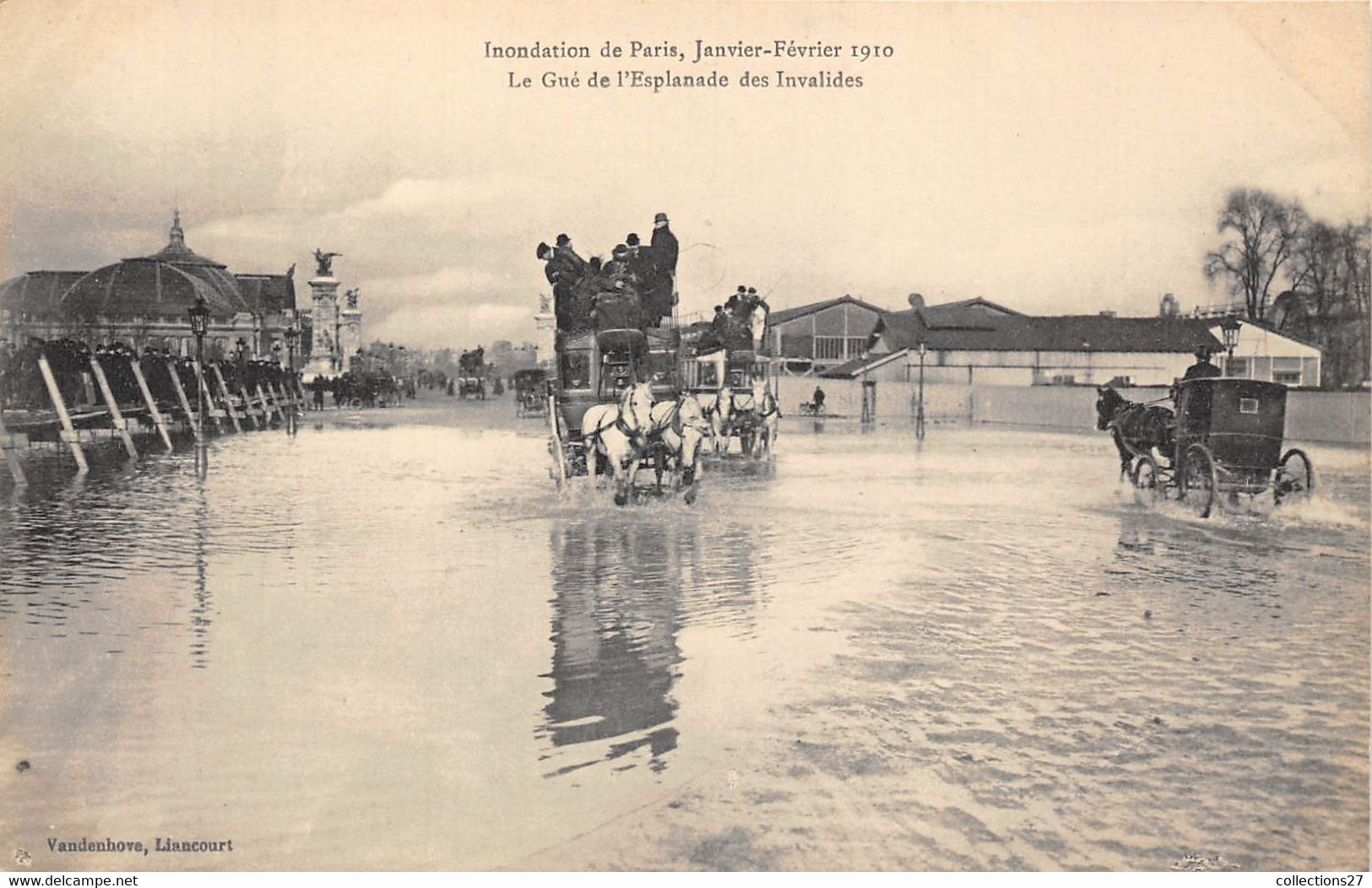 PARIS-INONDATION DE PARIS, JANVIER 1910, LE GUE DE L'ESPLANADE DES INVALITES - Inondations De 1910